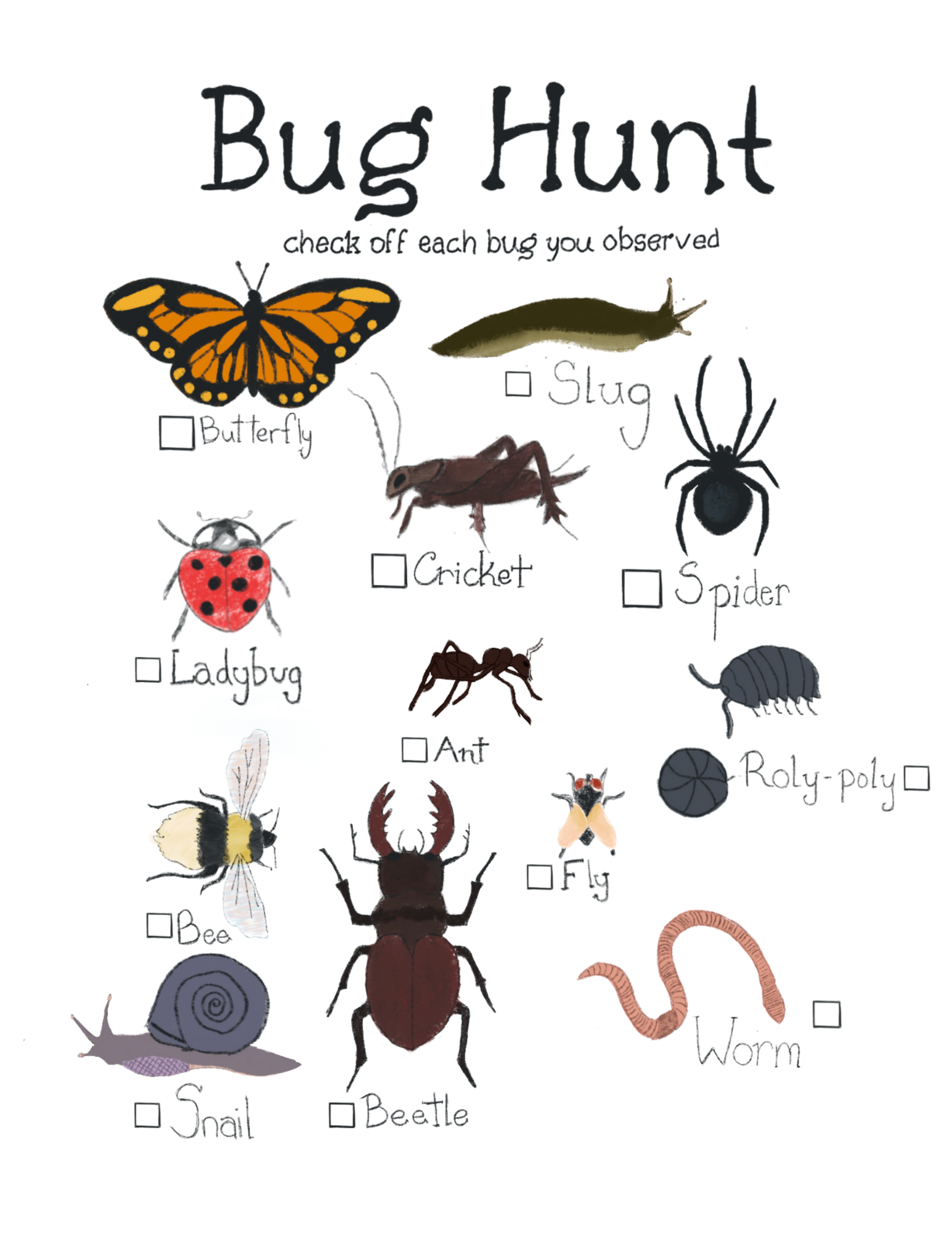 insects art guide printable