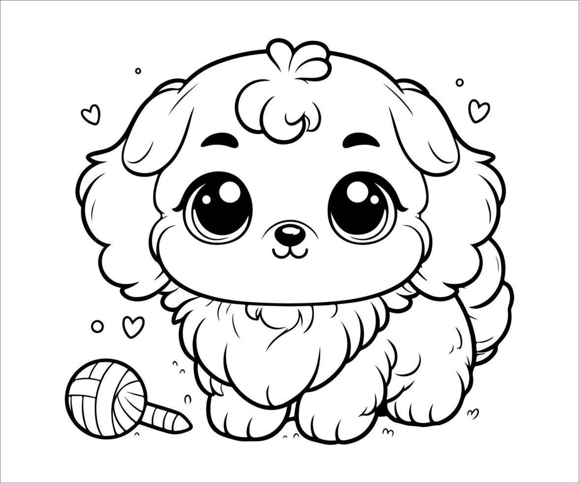 Cute Puppy Coloring Pages For Kids 55607735 Vector Art At Vecteezy
