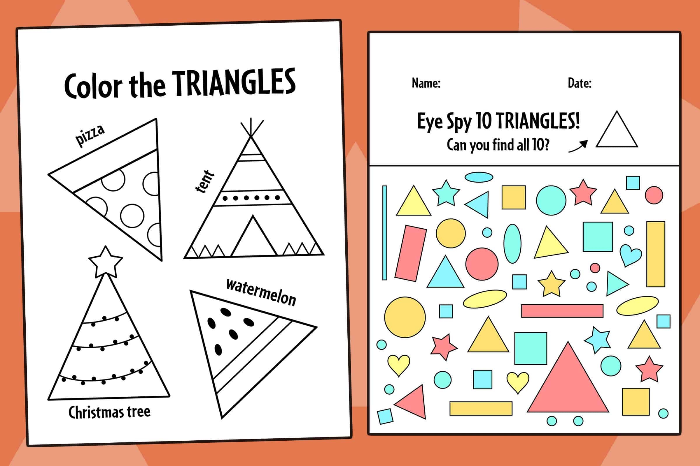 triangle worksheets for preschool