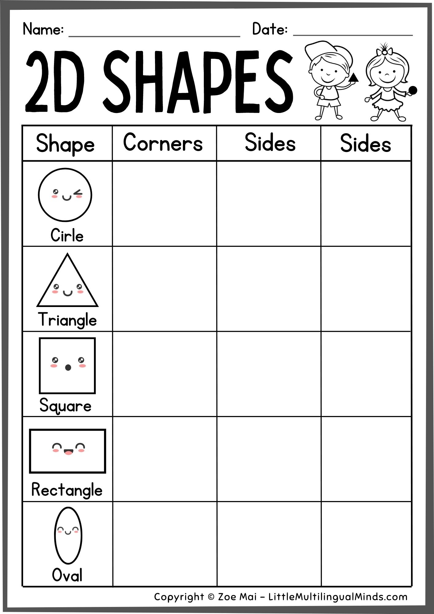 Identify 2D Shapes 2D Shapes Practice Sheets For Preschool Pre K Kindergarten Made By Teachers