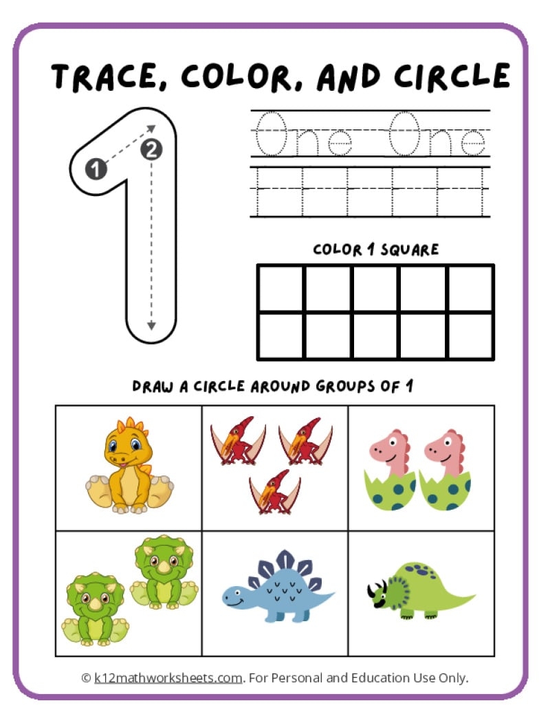 preschool numbers worksheets