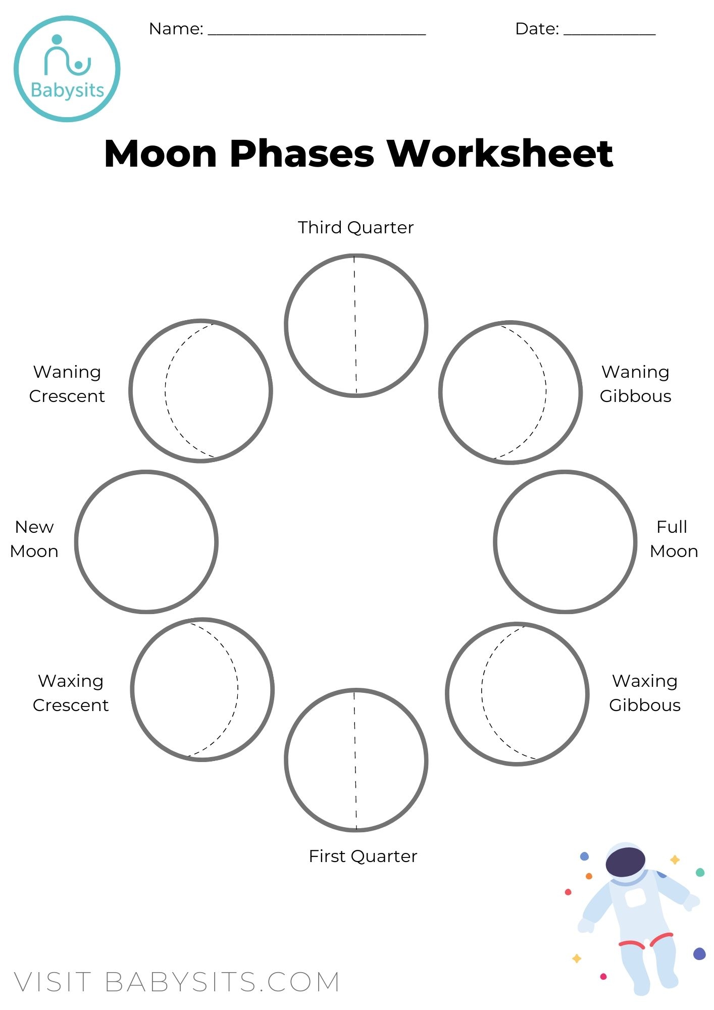 phases of the moon printable