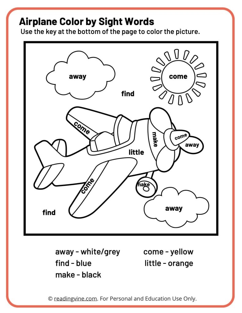preschool sight words worksheets