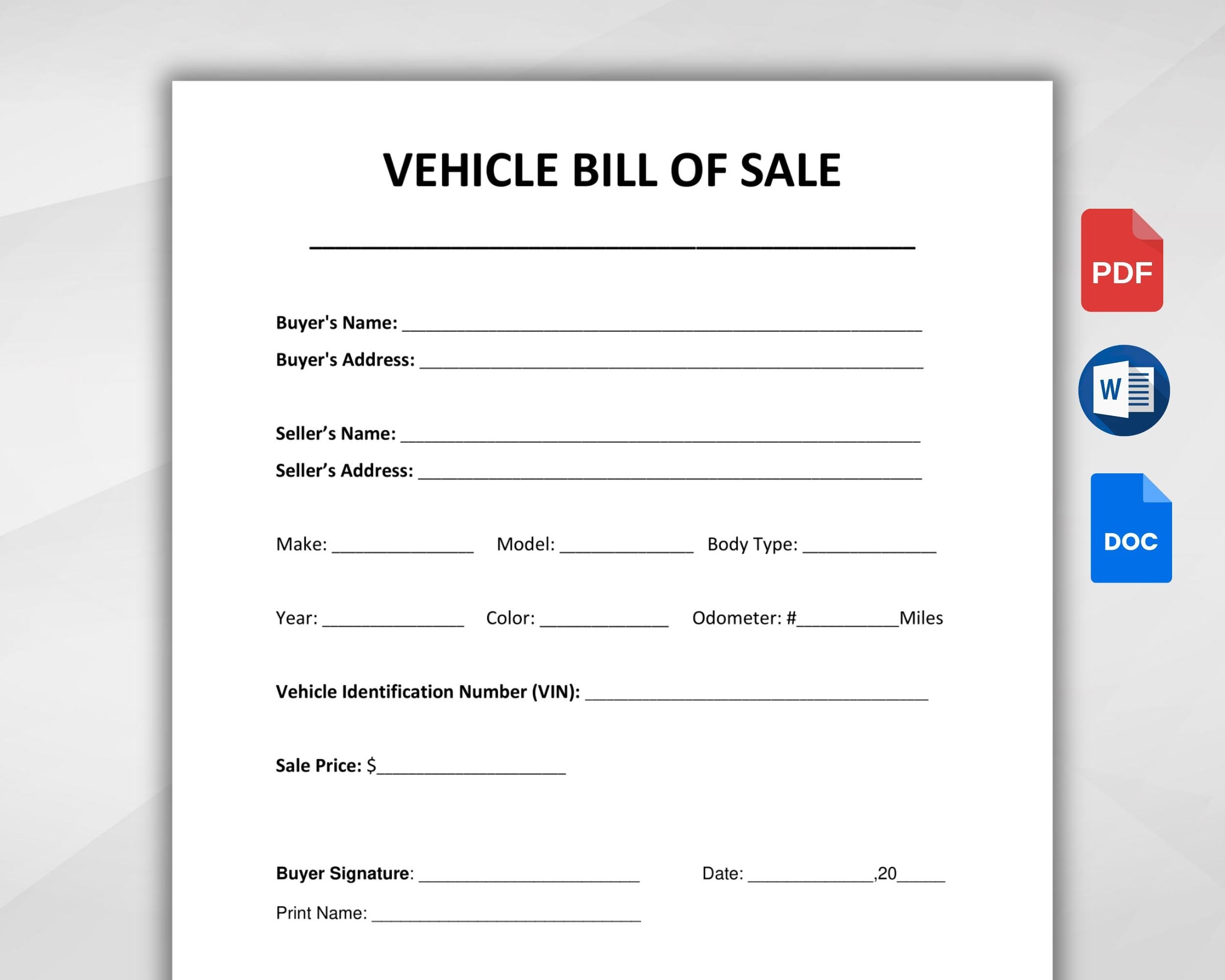 printable automobile bill of sale