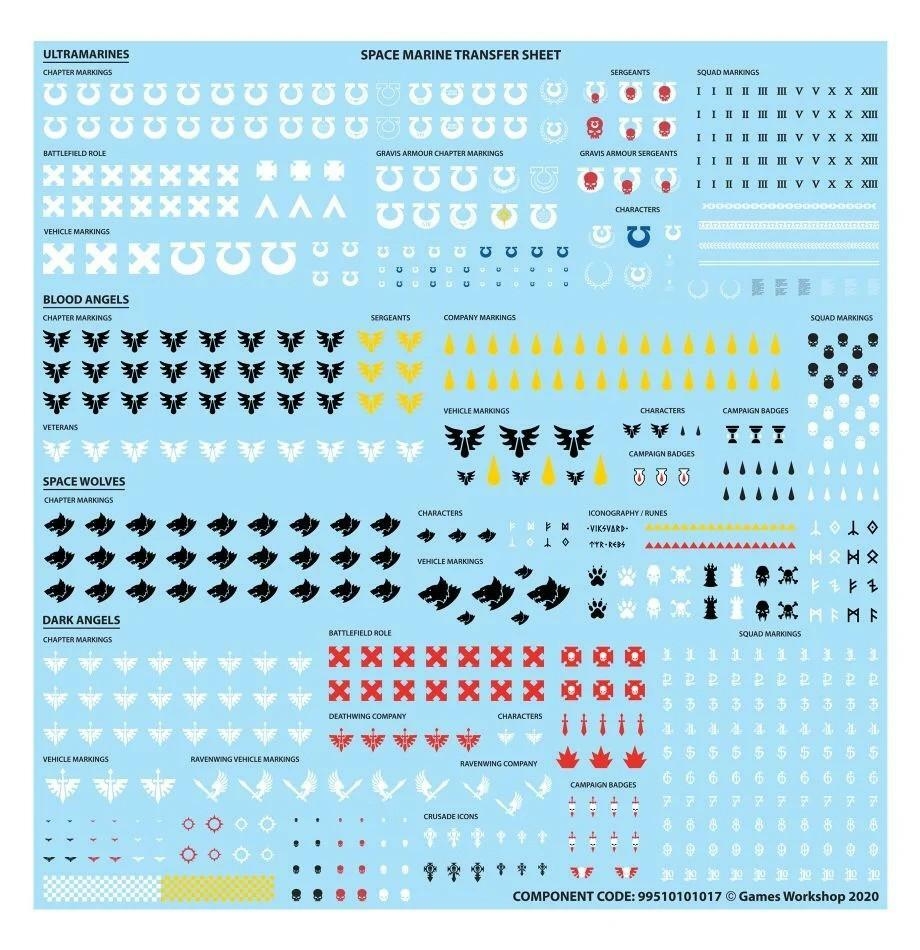 Warhammer 40 000 40K Space Marines Squad Markings Transfer Sheets YOU CHOOSE EBay