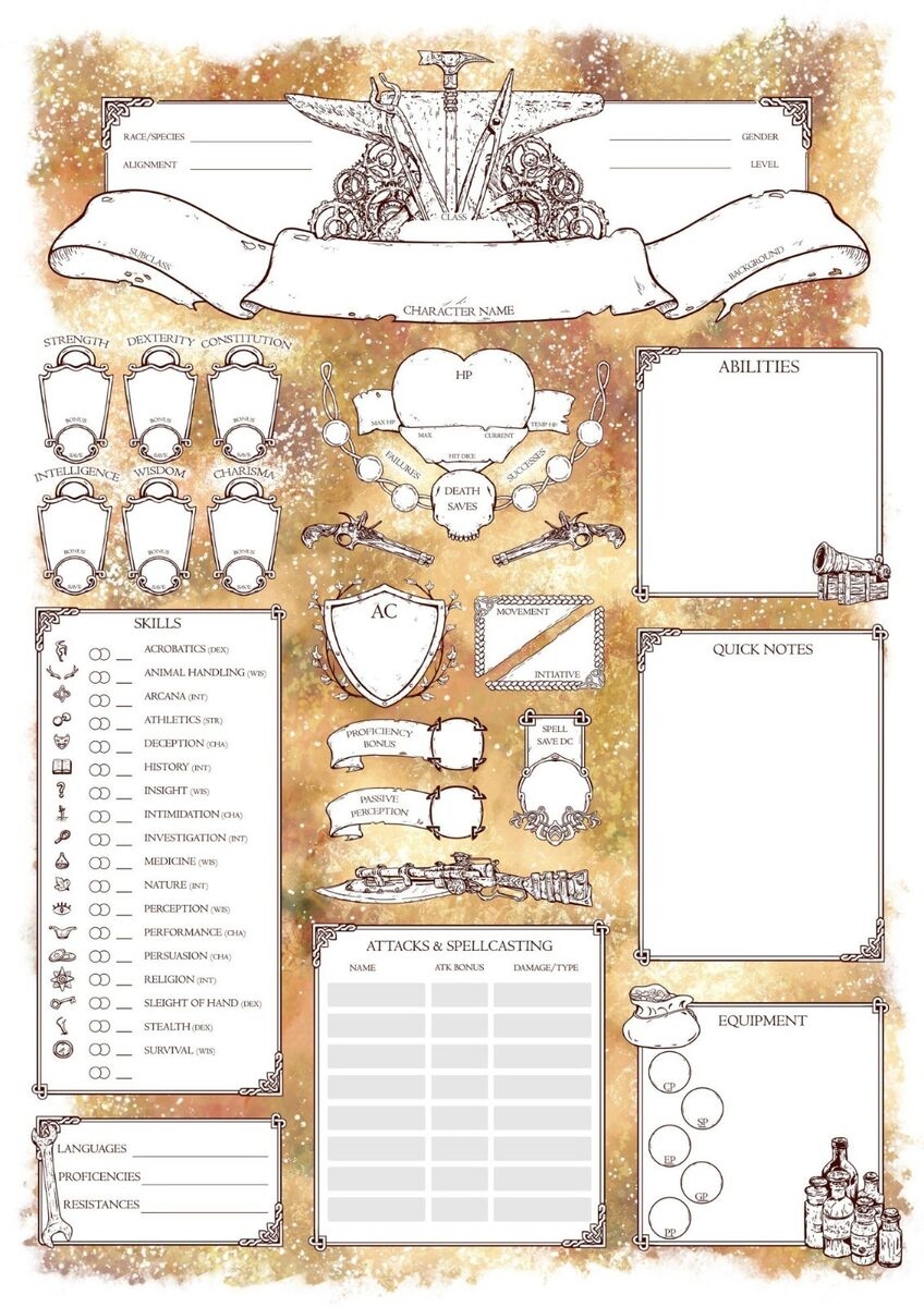 dnd character sheet printable