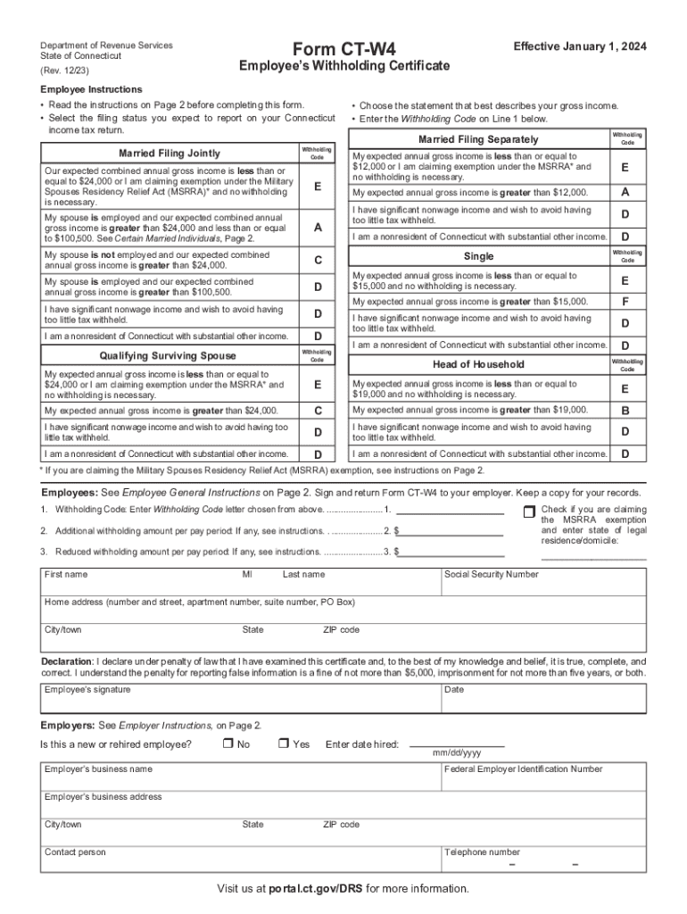 2023 2025 Form CT DRS CT W4 Fill Online Printable Fillable Blank PdfFiller