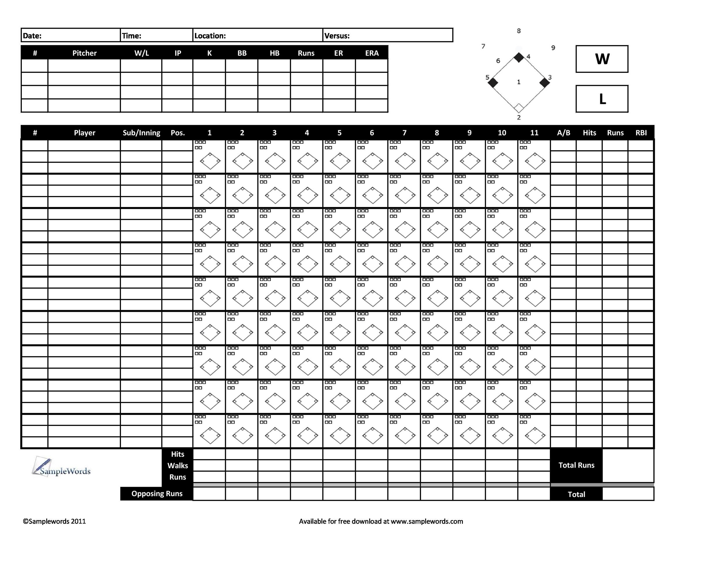 baseball scorebook printable