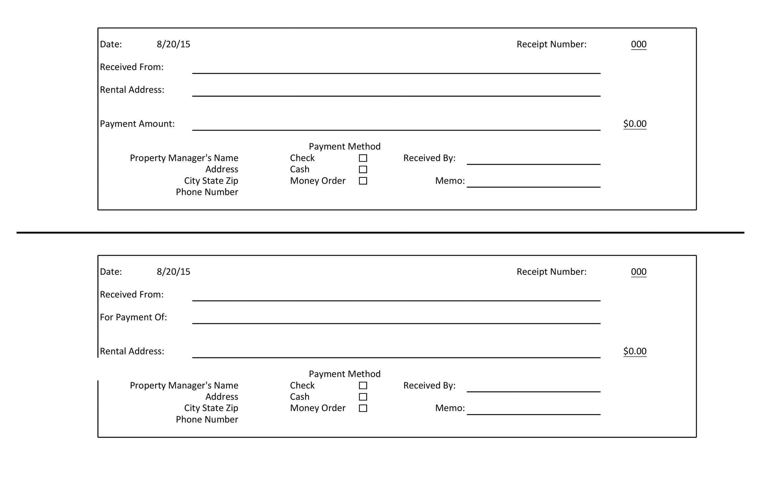 printable receipt template