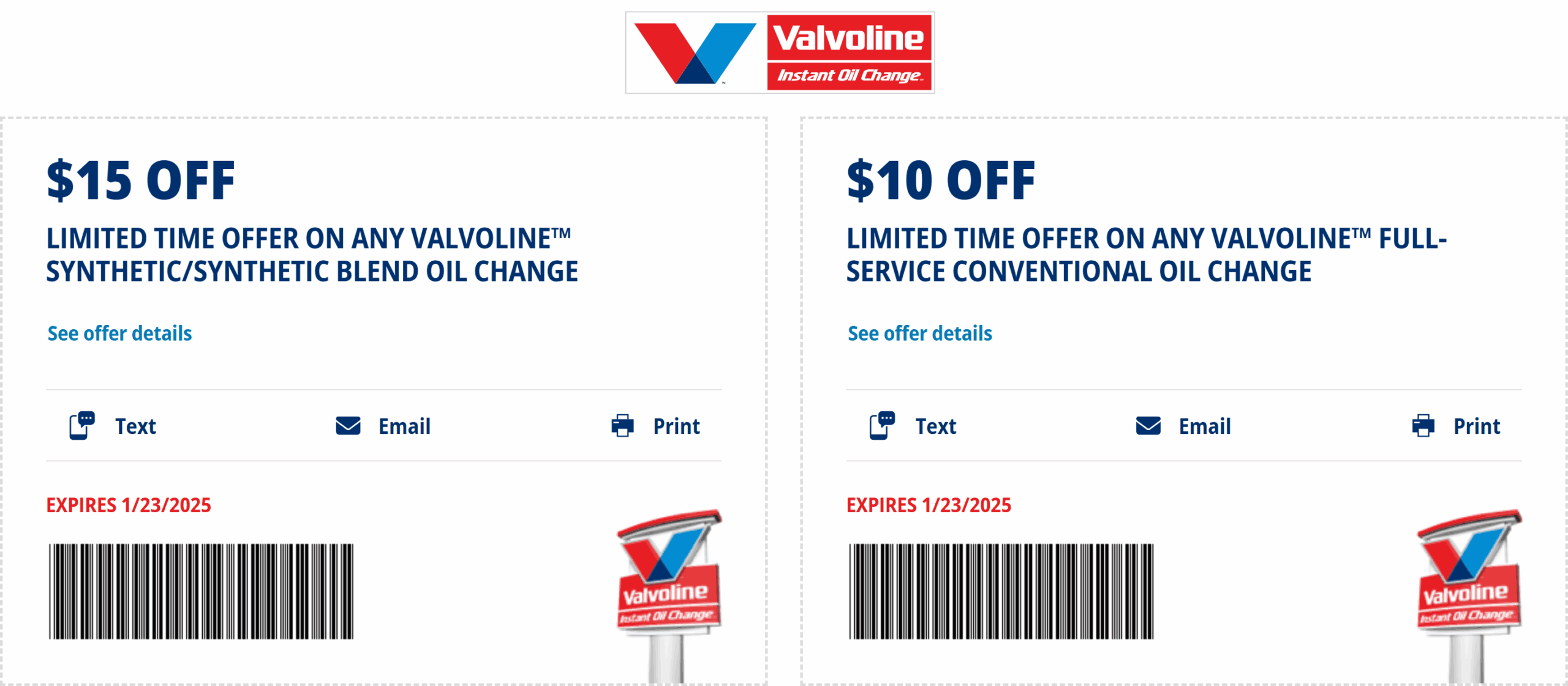 50 Off Full Service Conventional Or 25 Off Synthetic Oil Change At Valvoline Valvoline August 2025 Coupons Promo Codes Deals 