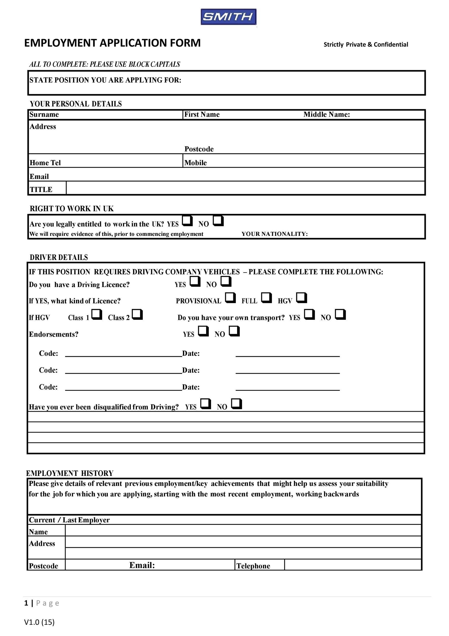 56 Free Employment Job Application Form Templates Printable TemplateLab