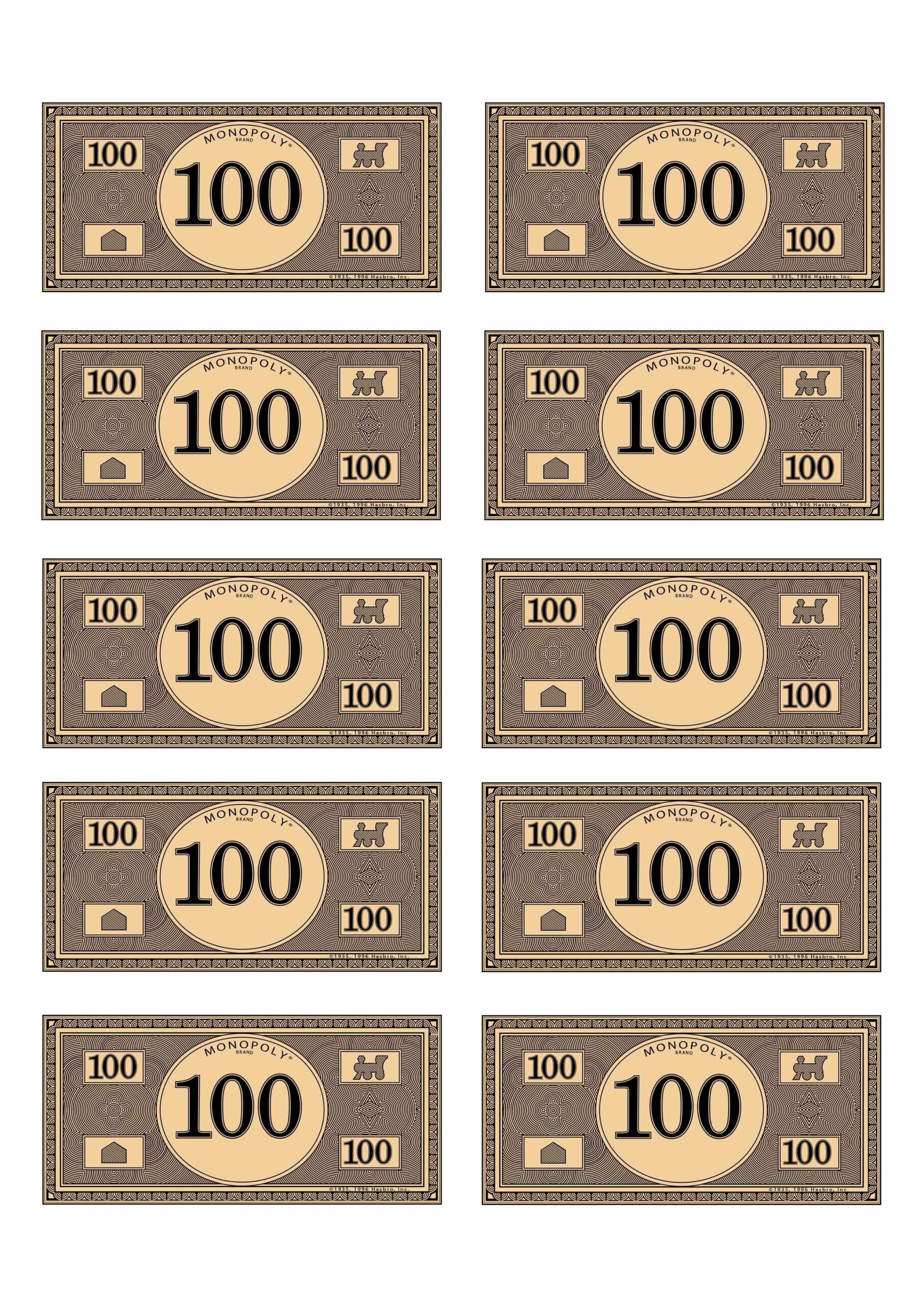 monopoly money printable