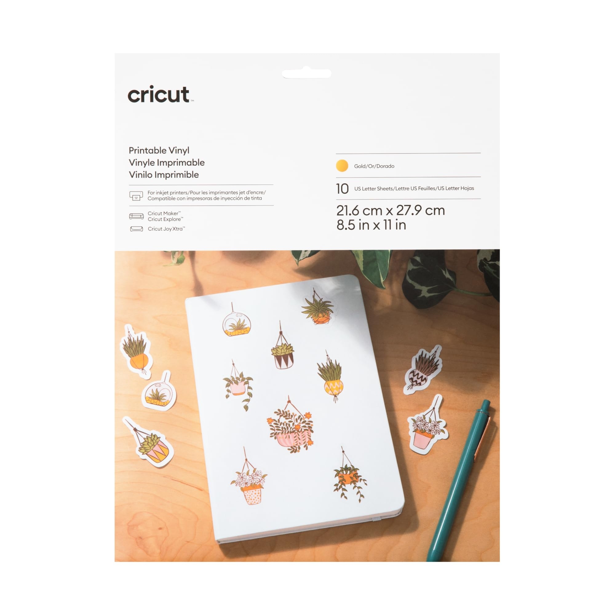 Amazon Cricut Printable Vinyl 10 Count Printable Vinyl For Letter Stickers Labels Decor Vinyl Paper For Inkjet Printer Compatible With Cricut Maker Explore 3 Cricut Joy Xtra Machines Gold