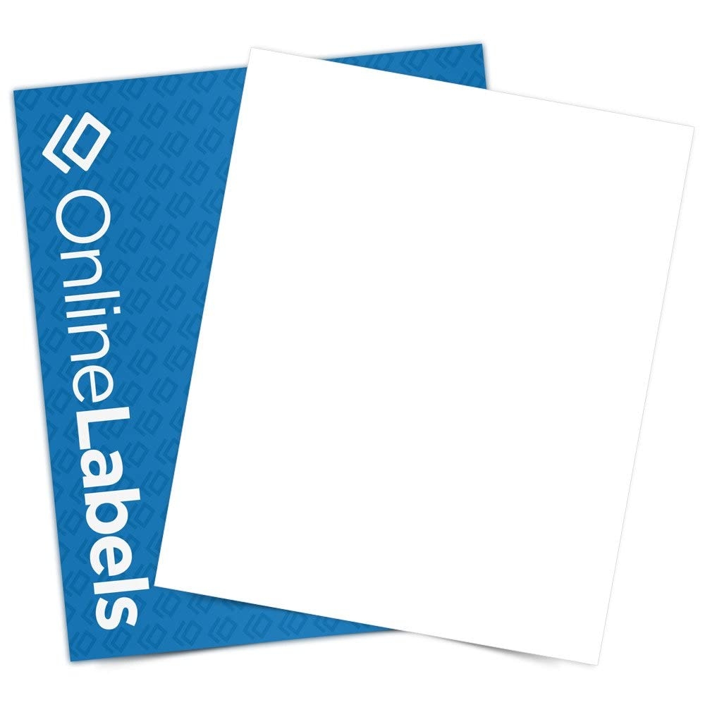 Amazon OnlineLabels 8 5 X 11 Full Sheet Sticker Paper Permanent Adhesive White Matte Works With Cricut Silhouette For Inkjet Laser Printers Pack Of 100 Sheets OL177WX Office Products