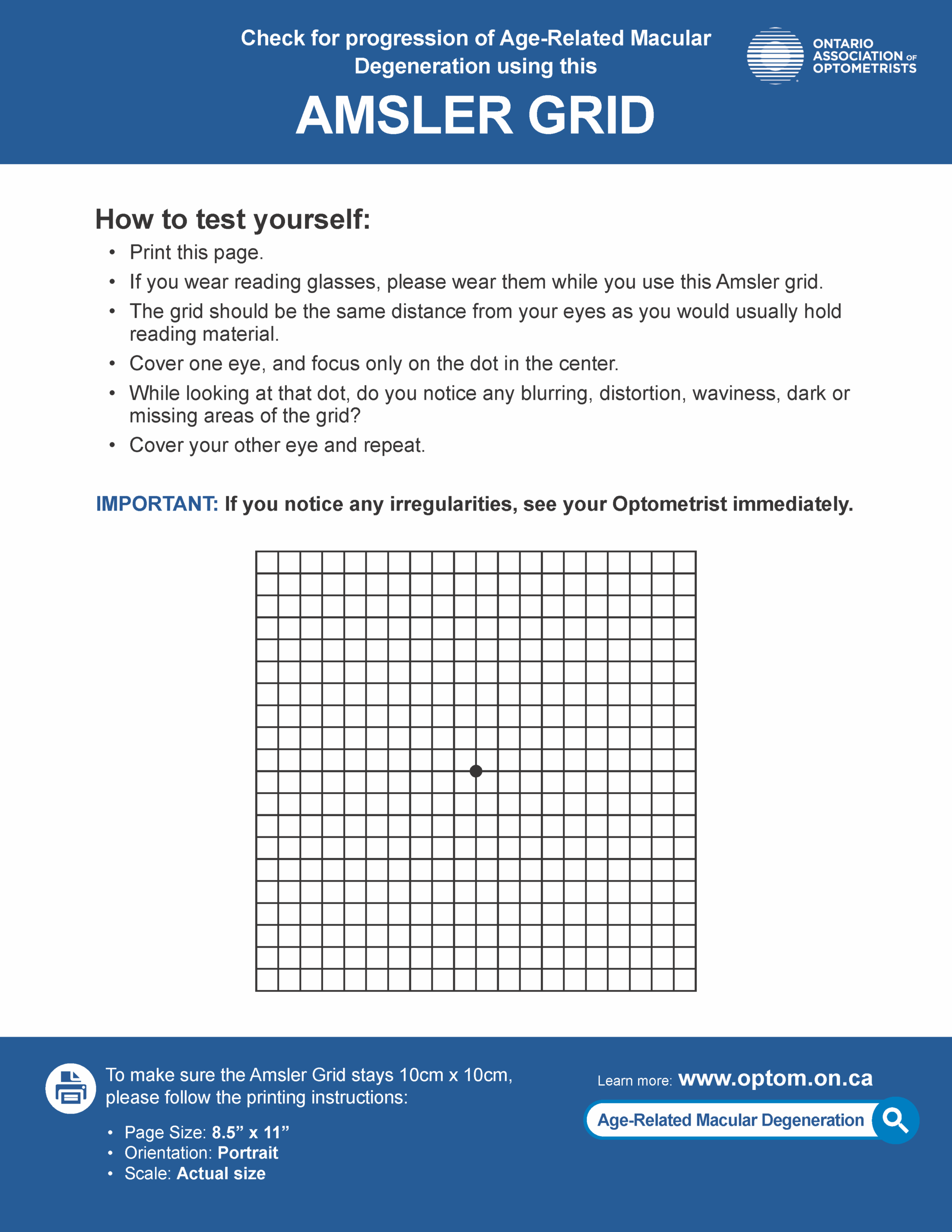 Amsler Grid Ontario Association Of Optometrists