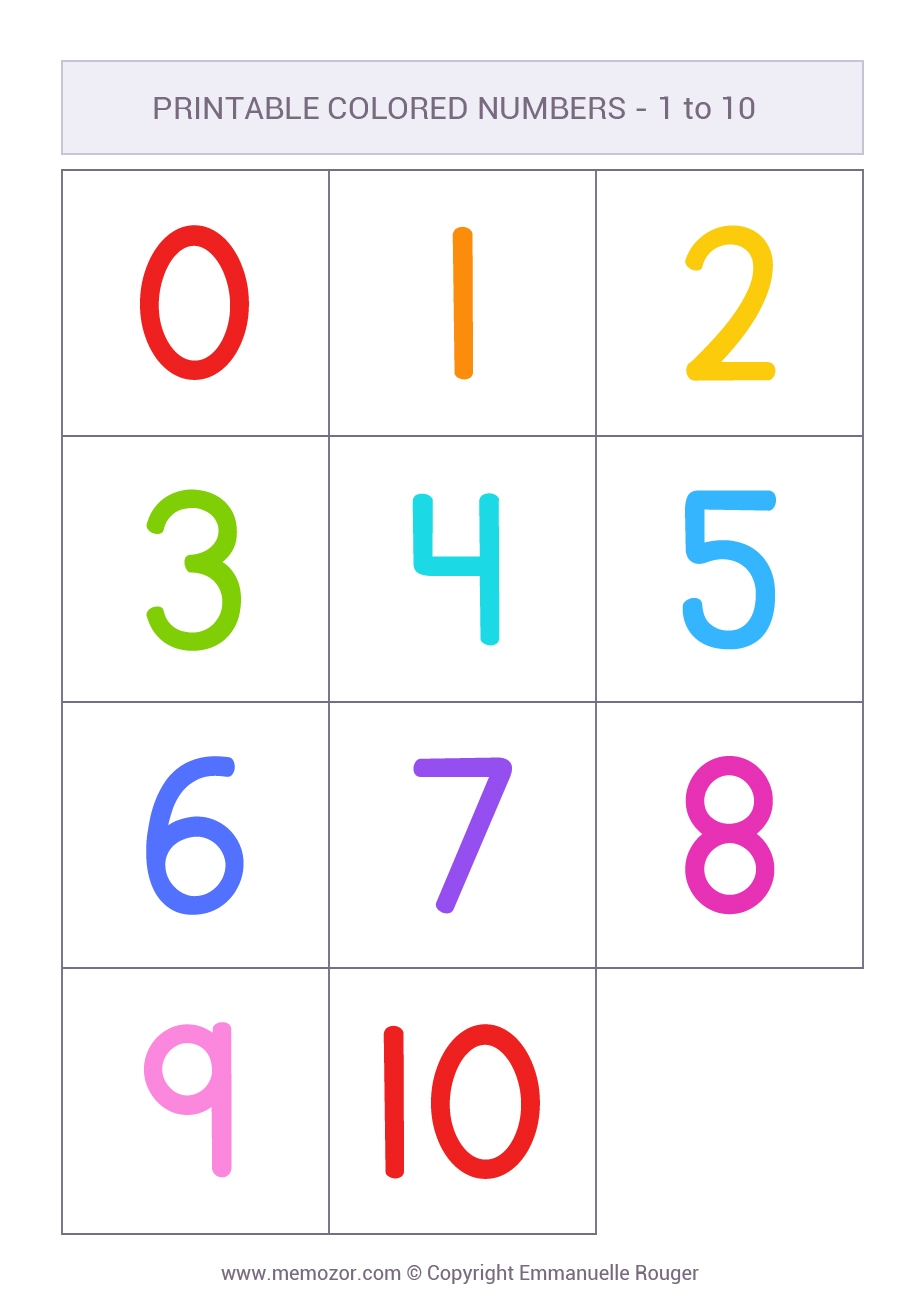 Beautiful Coloured Numbers Printable Free PDF Memozor