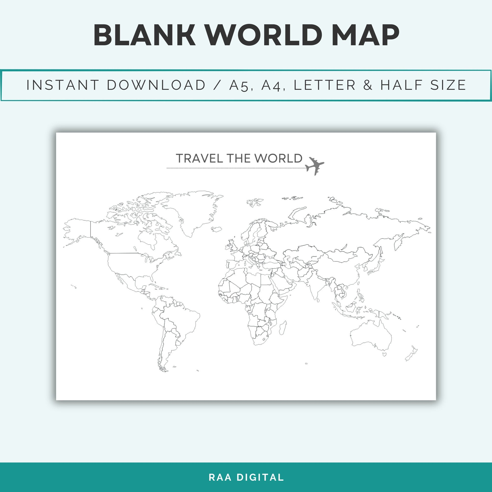 blank world map printable