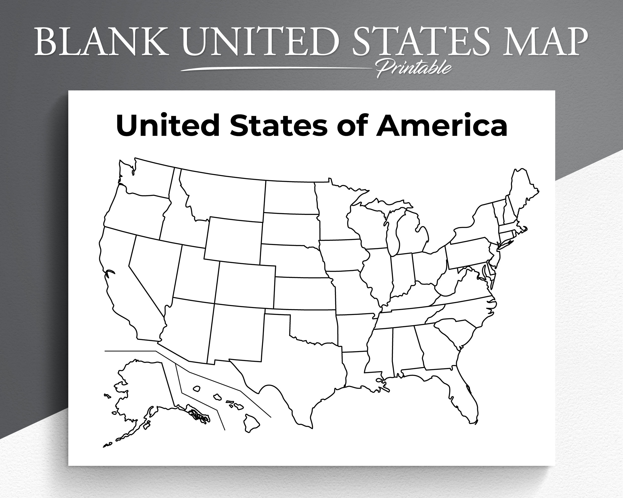 Buy Printable Blank US Map Educational Map For Kids USA Coloring Page United States Map Coloring Online In India Etsy