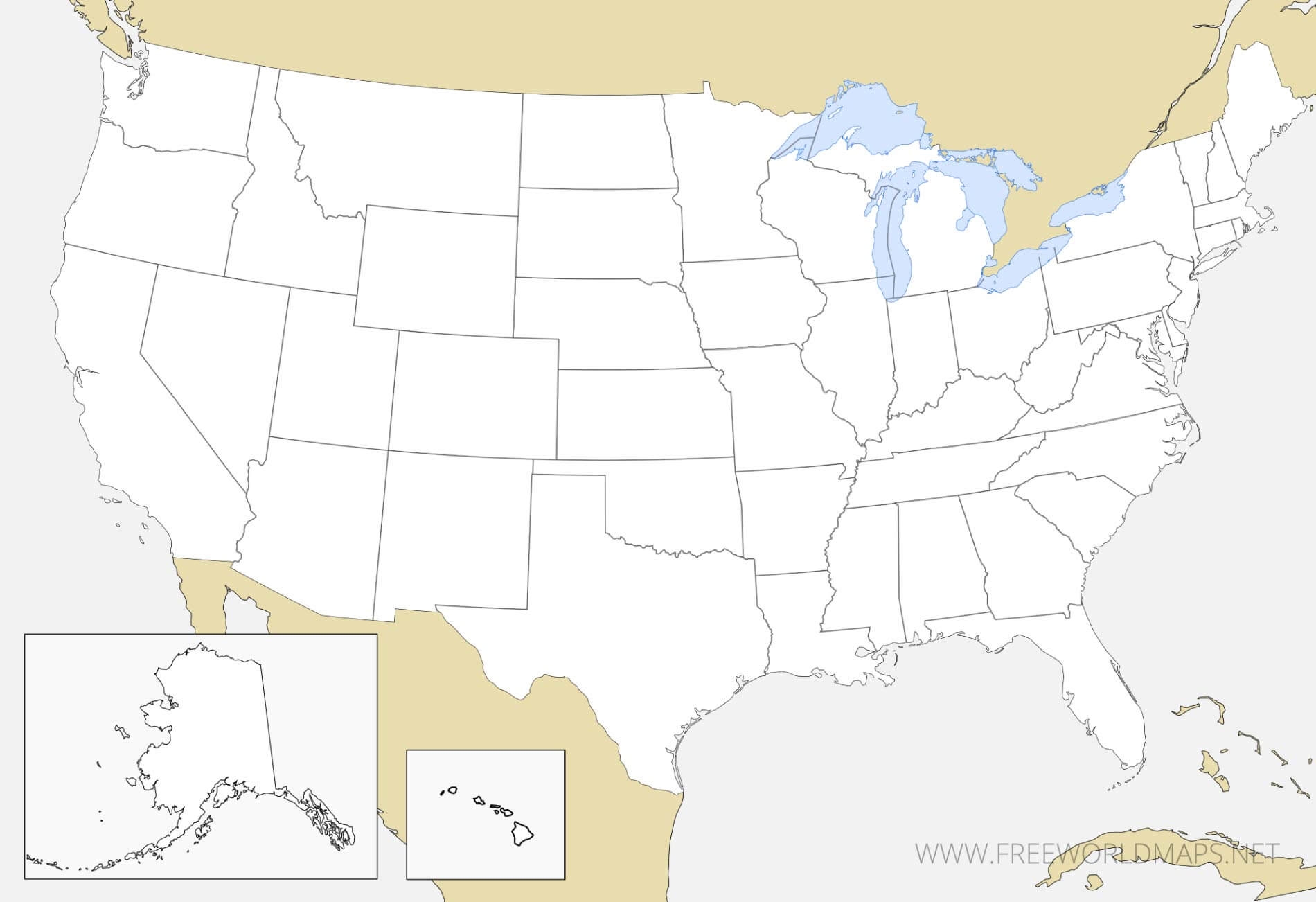 blank map of the usa printable
