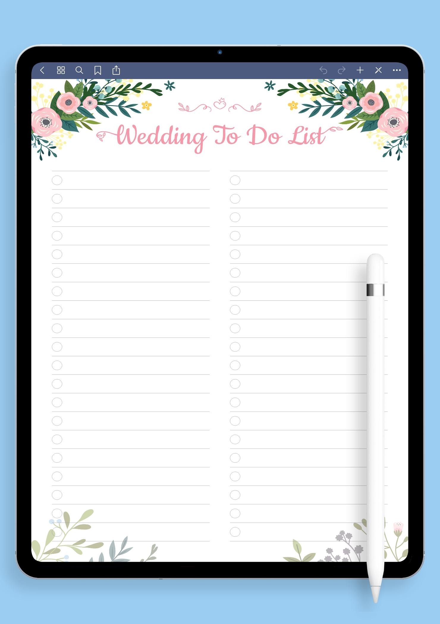 wedding to do list printable