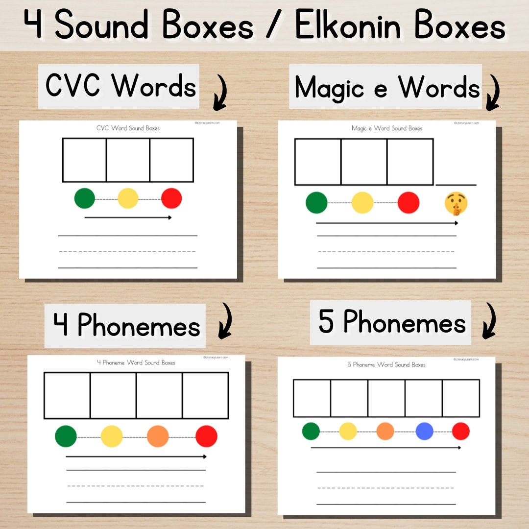 Elkonin Sound Boxes CVC Magic E 4 5 Phoneme Word Mapping printable Etsy