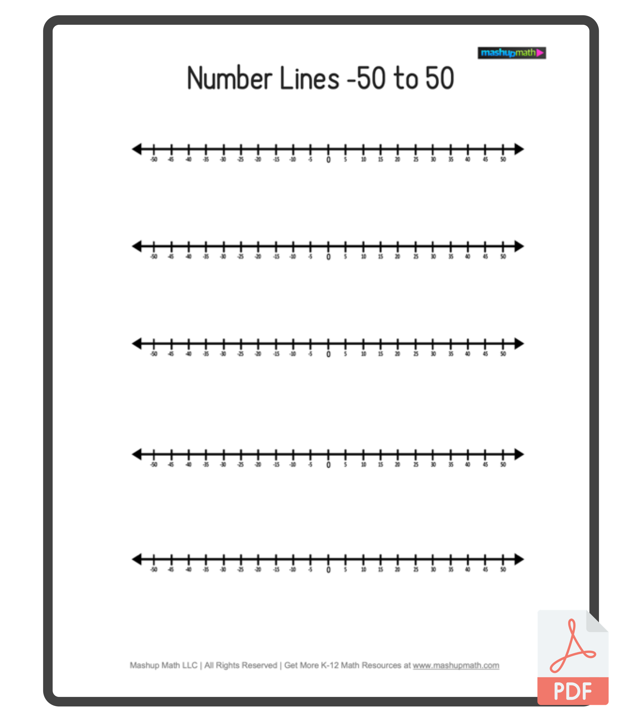 number line printable