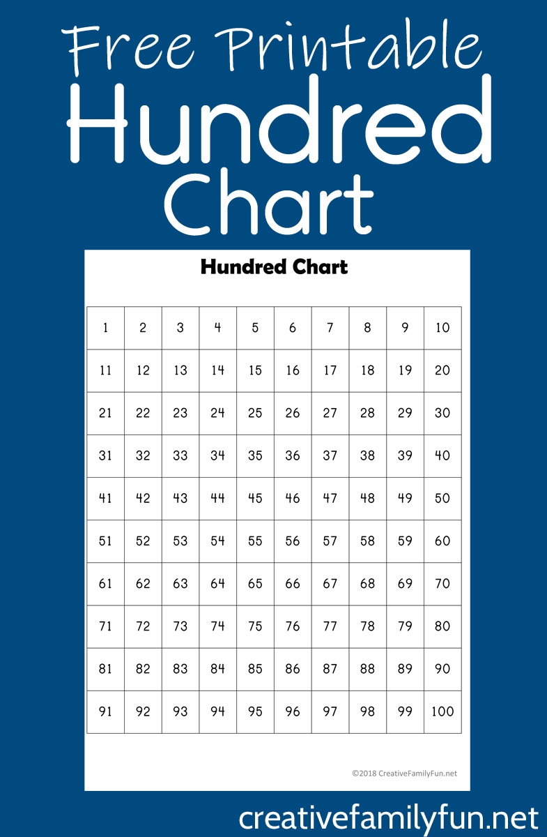 Free Hundred Chart Printable Creative Family Fun