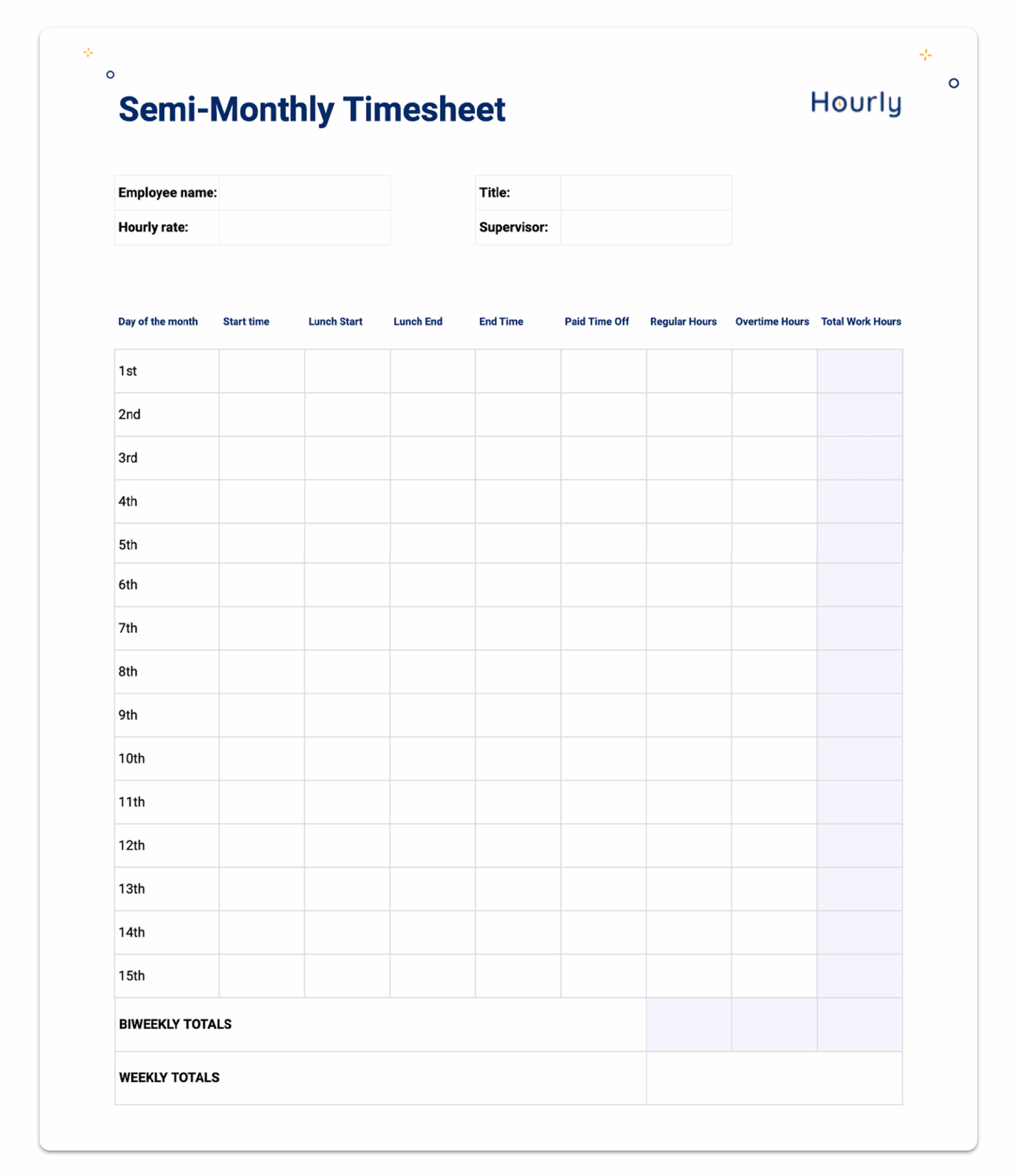 printable time sheets