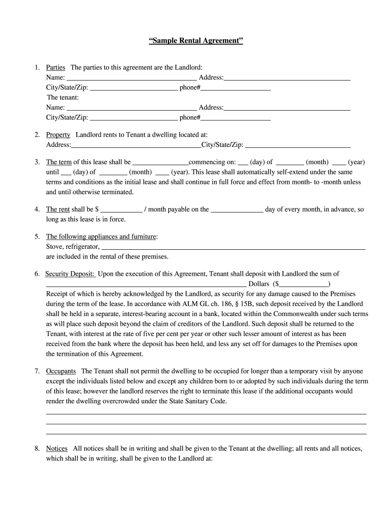 free printable basic rental agreement
