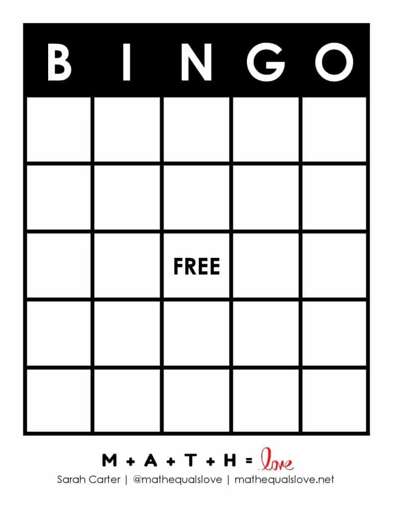 blank bingo card printable