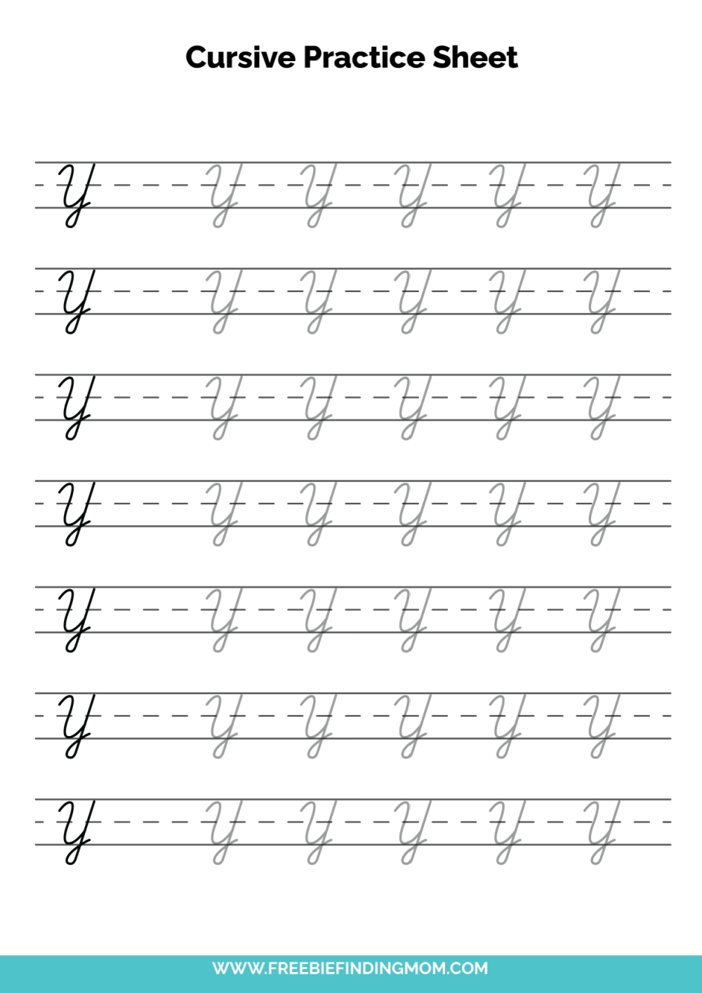 Free Printable Cursive Alphabet Practice Sheets Capital Y