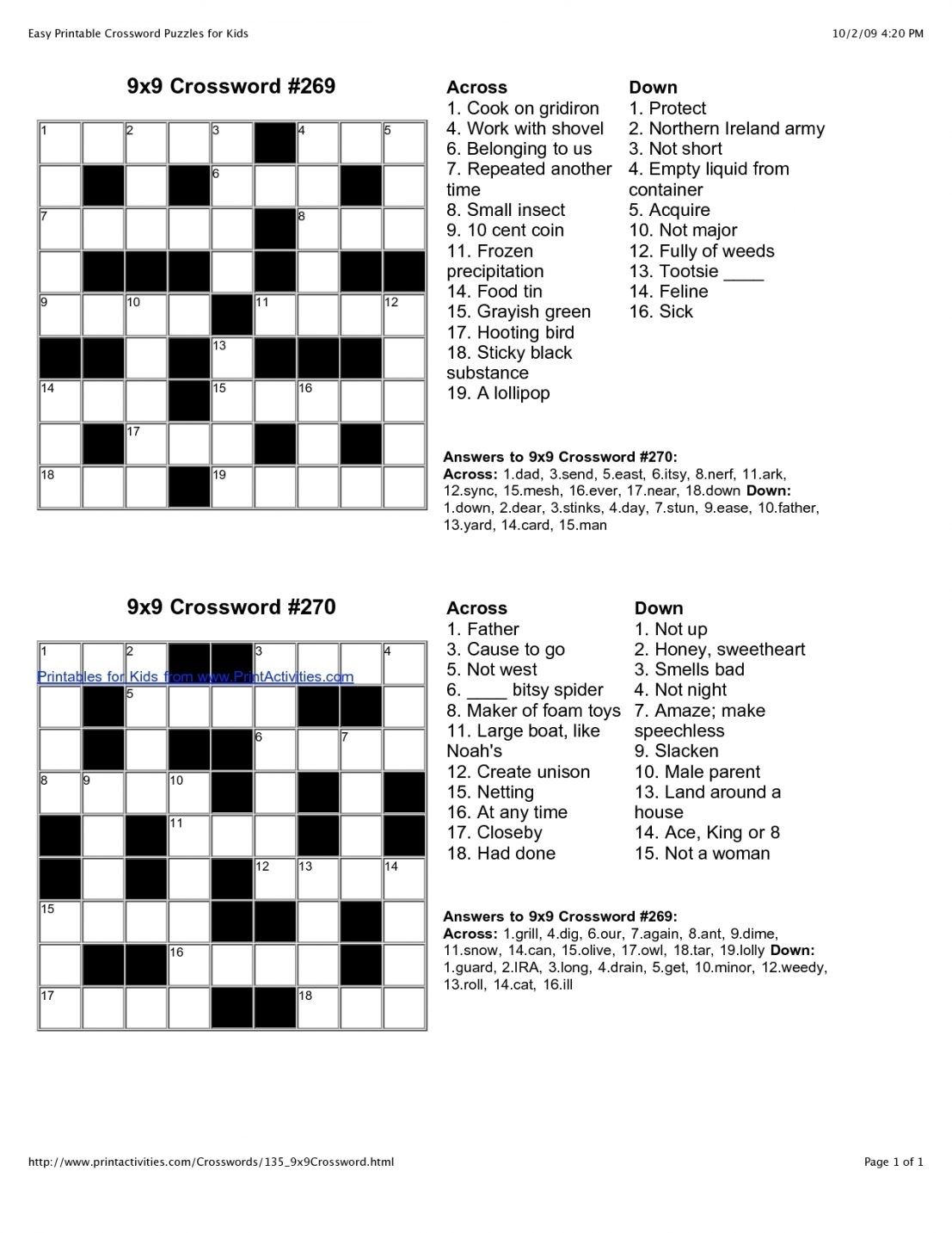 free daily printable crosswords