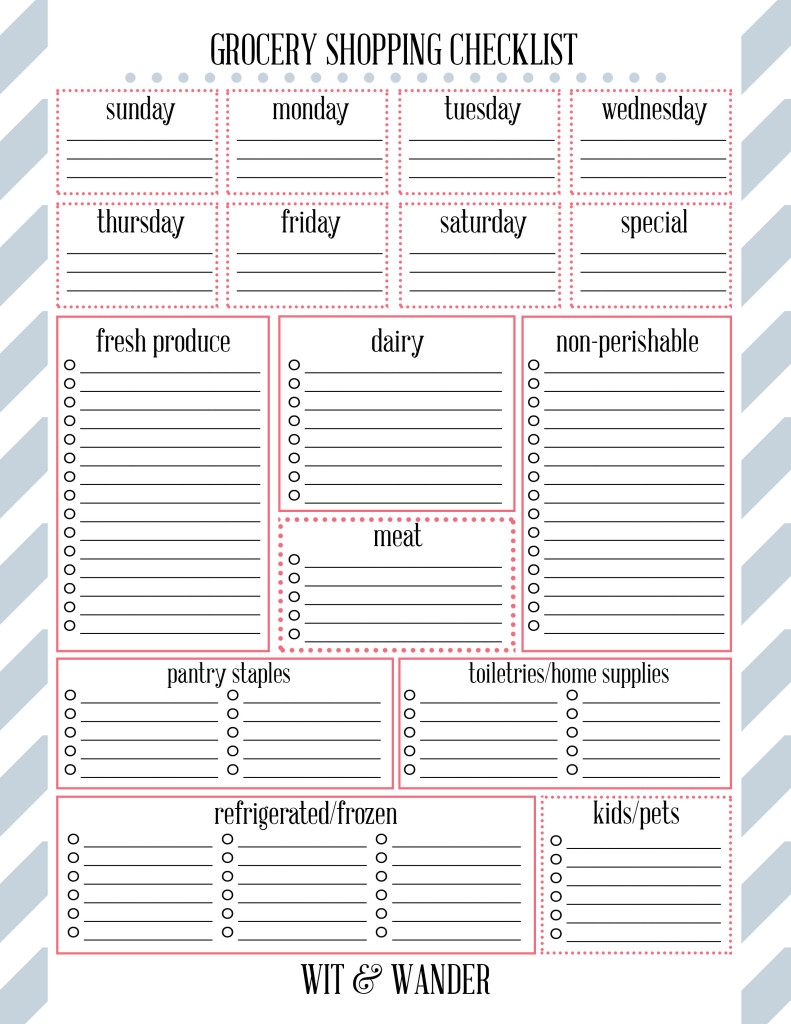 printable grocery list