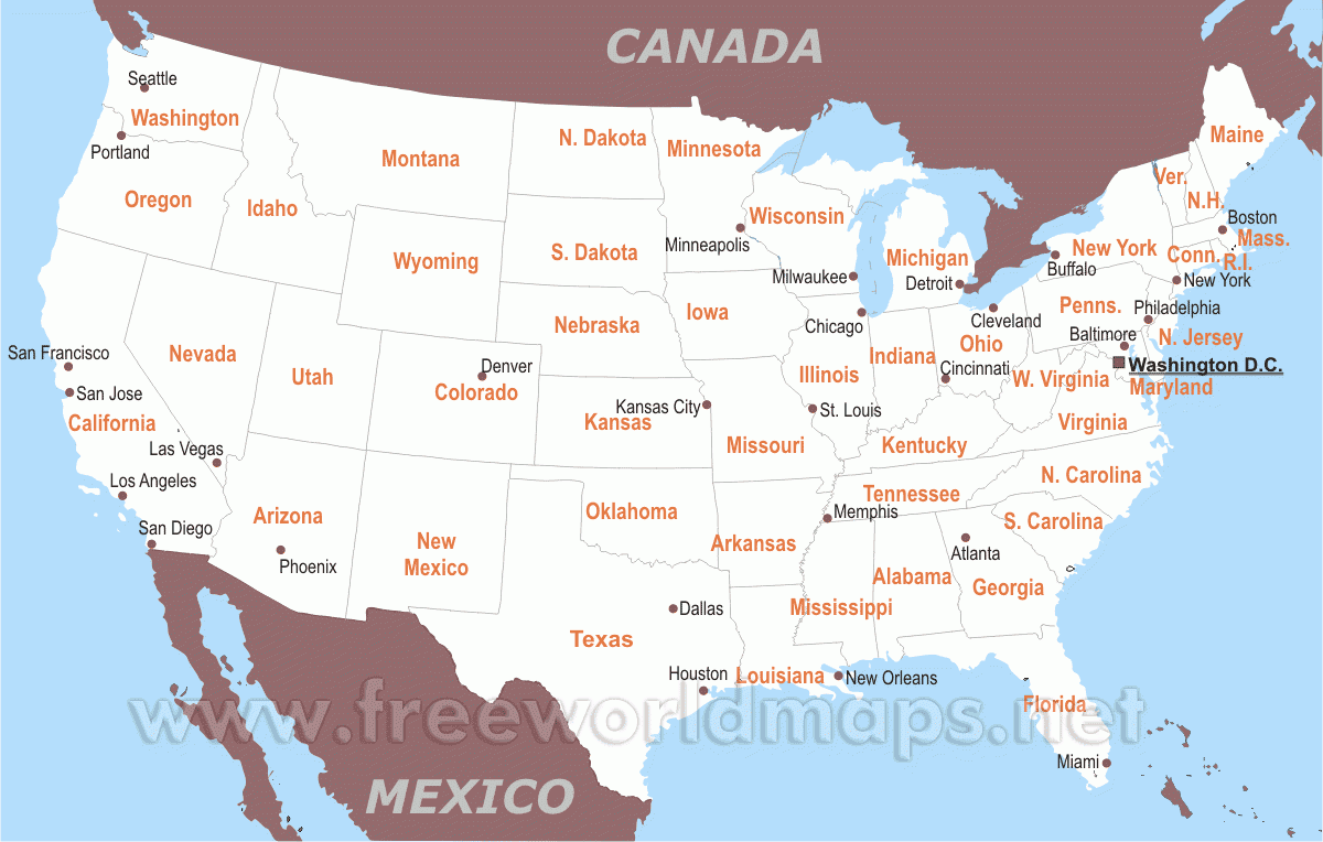 free printable map of the united states