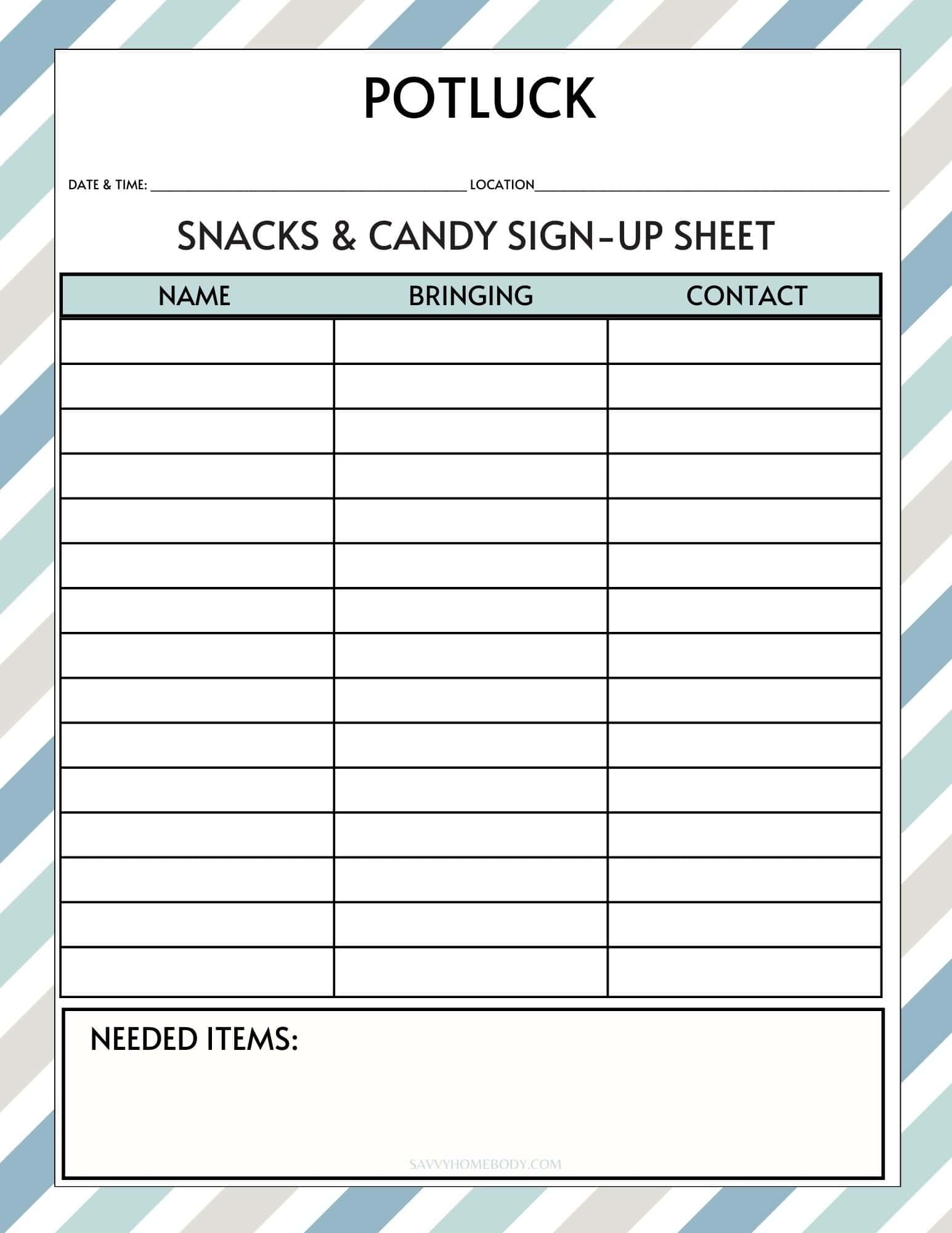 printable sign up sheet