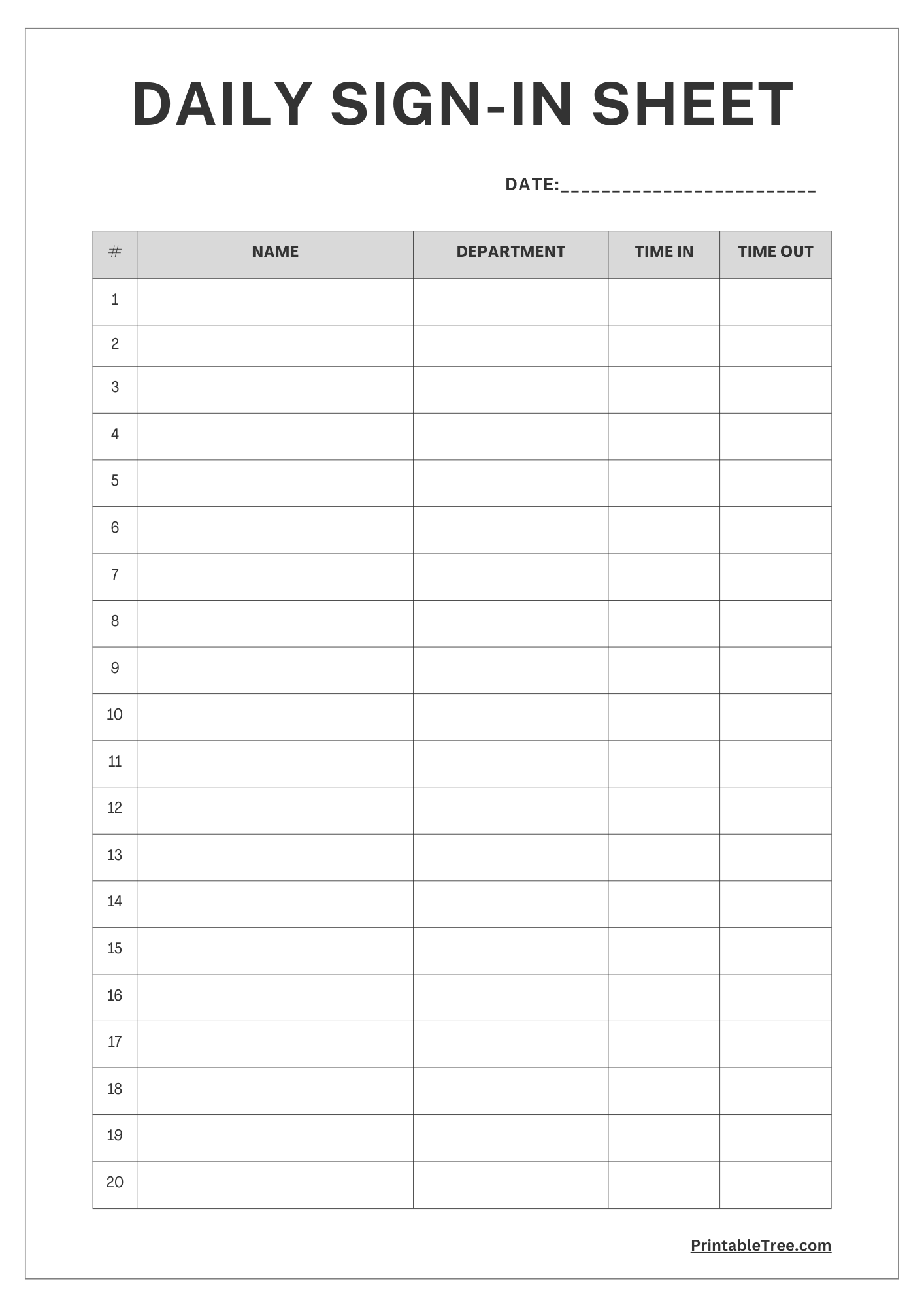 printable sign in sheets