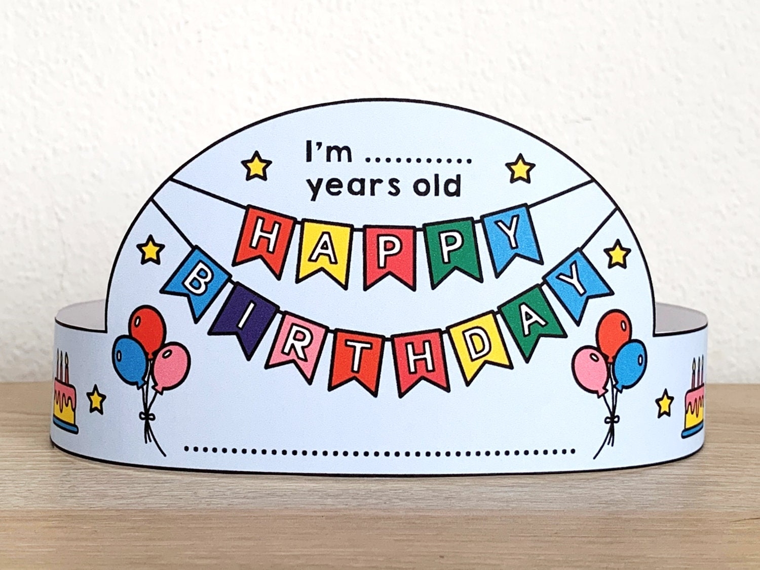 Happy Birthday Paper Crown Party Activity Printable Kids Template Craft Cake Birthday Decor Printable Favor Pdf Favor DIY Instant Download Etsy