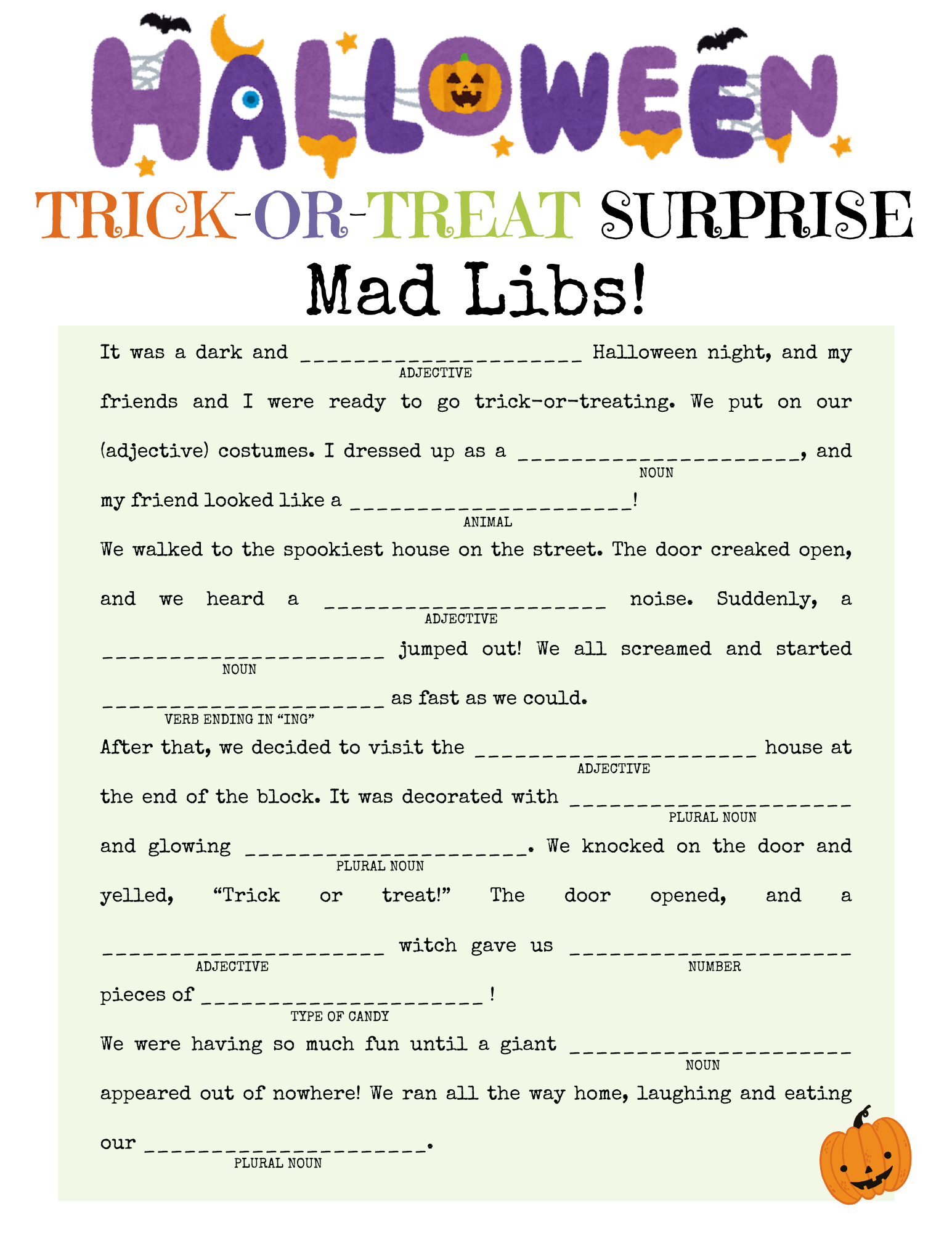 mad libs printable