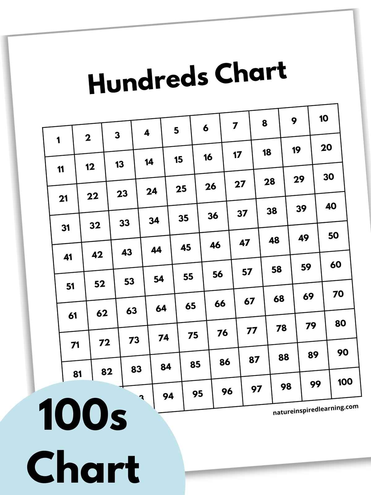 printable 100 chart