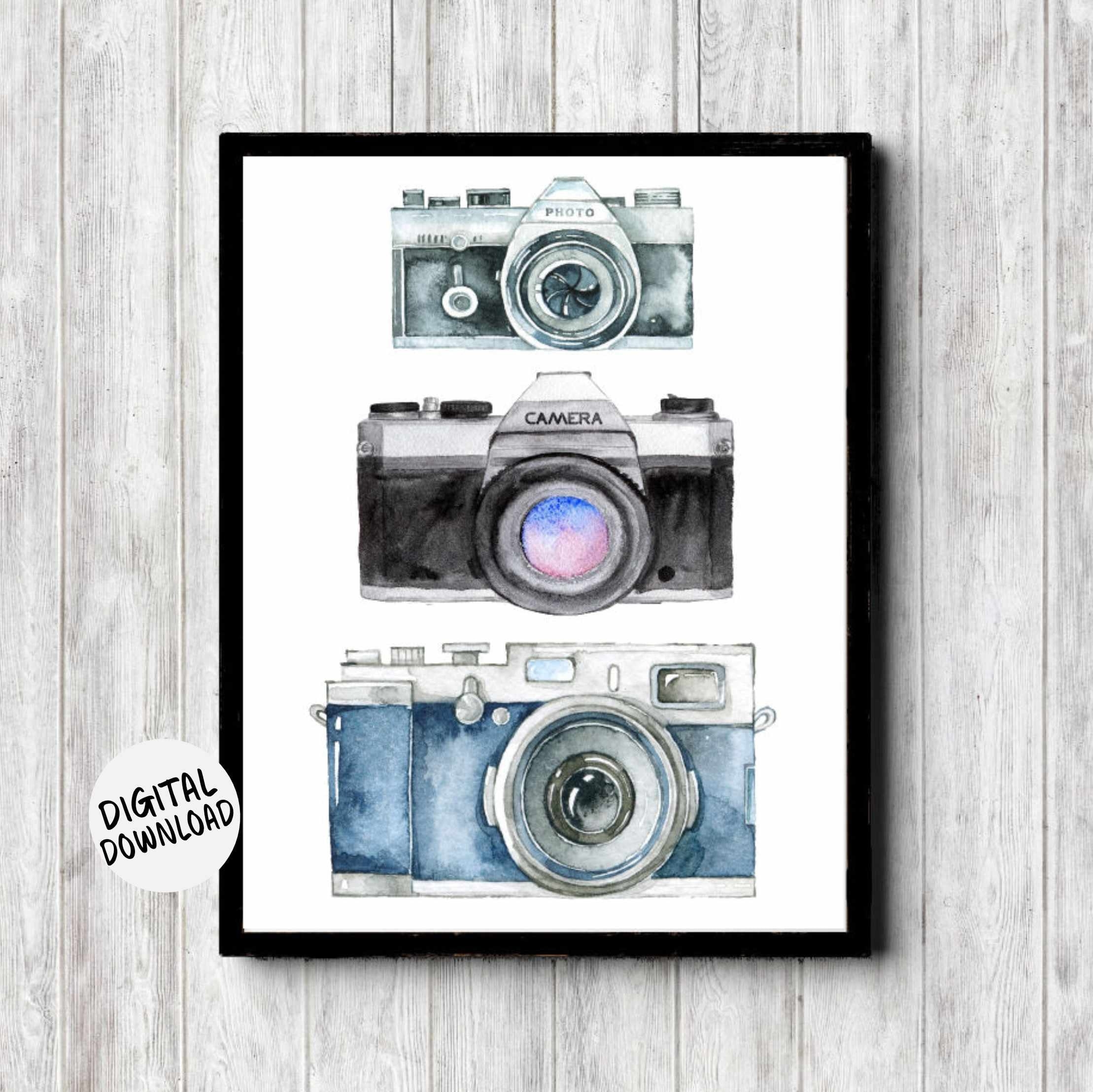 Instant Download Watercolor Camera Art Print Photographer Gift Photography Studio Wall Art 8 X 10 11 X 14 Etsy