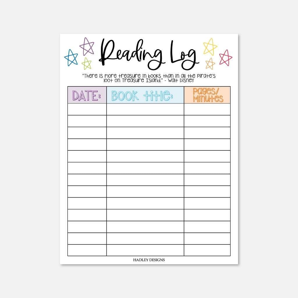 reading log printable