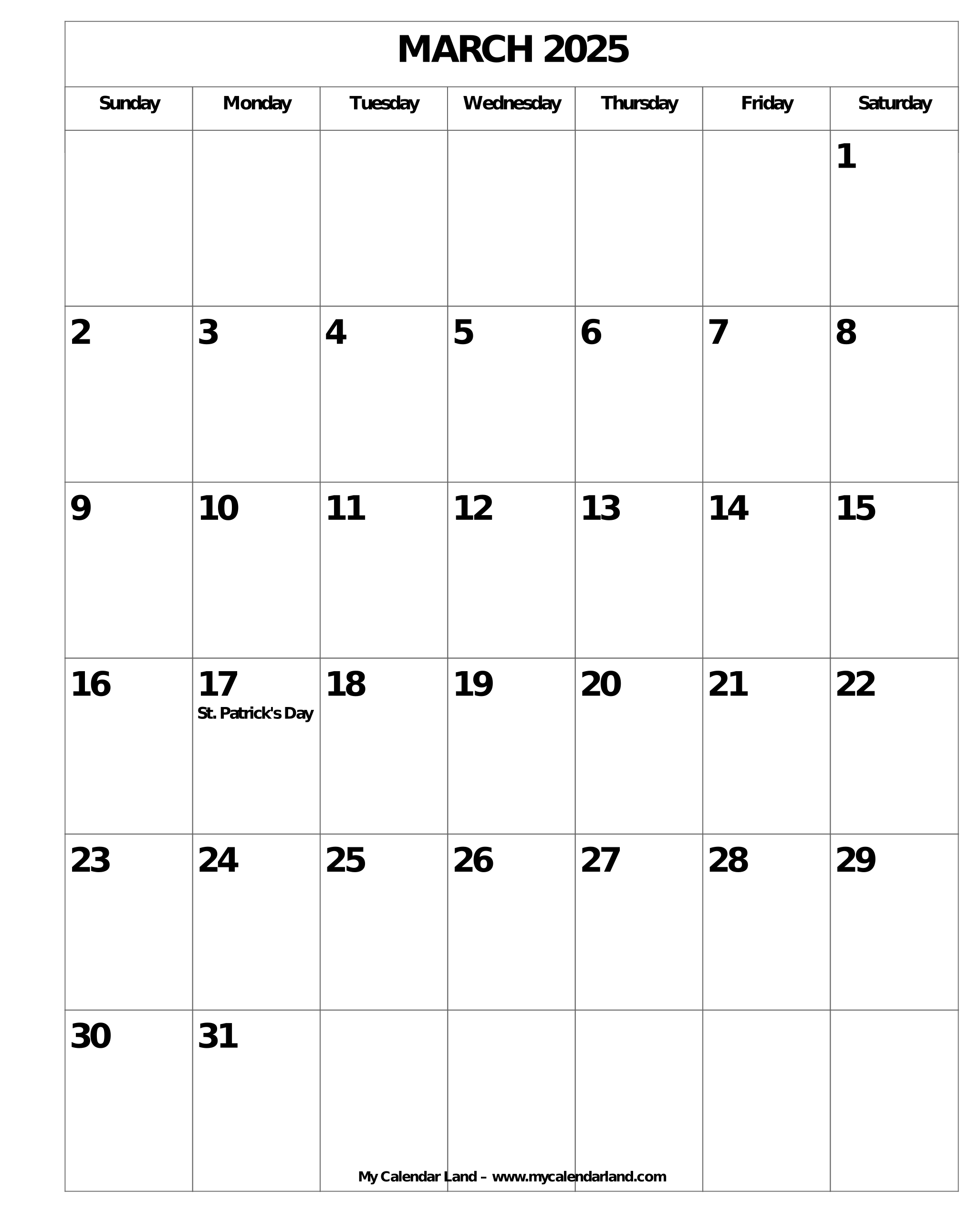 march printable cal