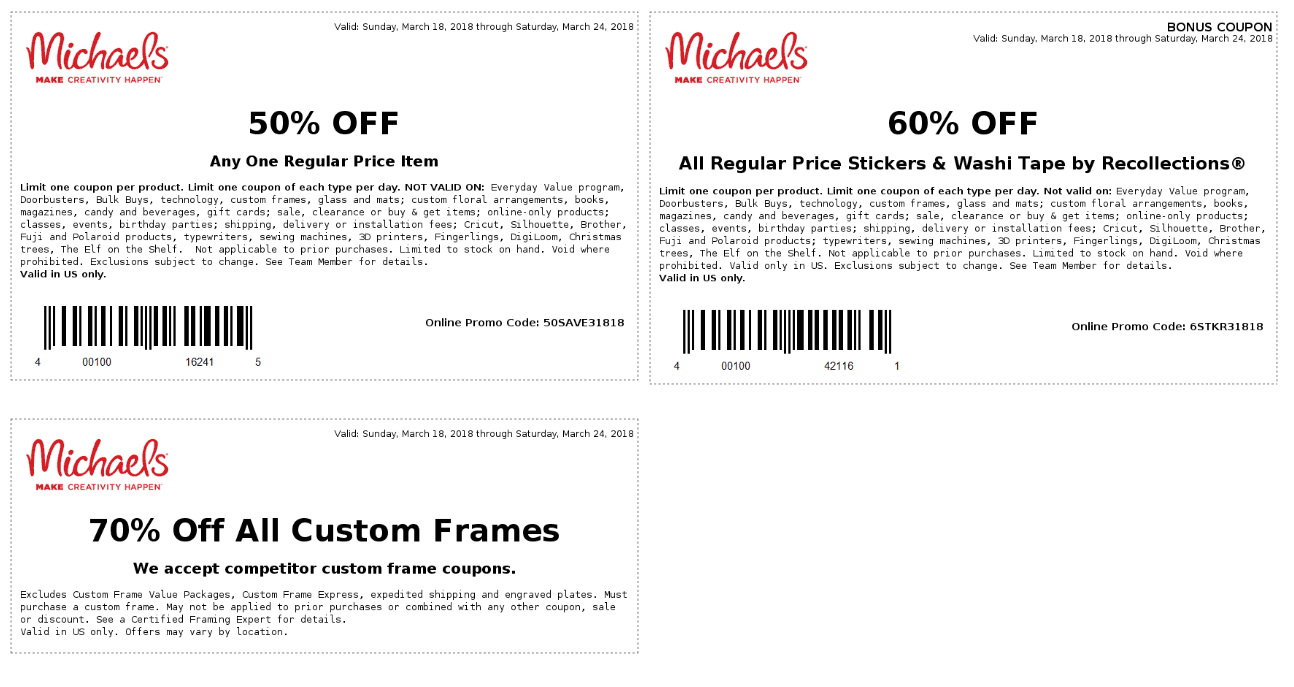 Michaels Framing Coupons 2018 Discount
