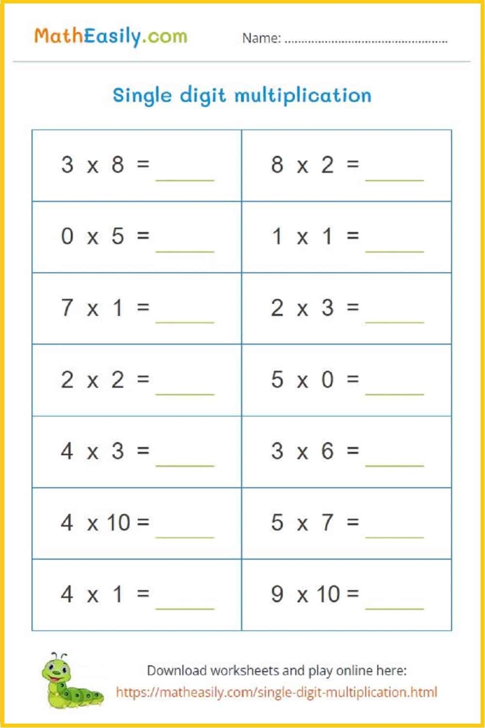 printable multiplication sheets