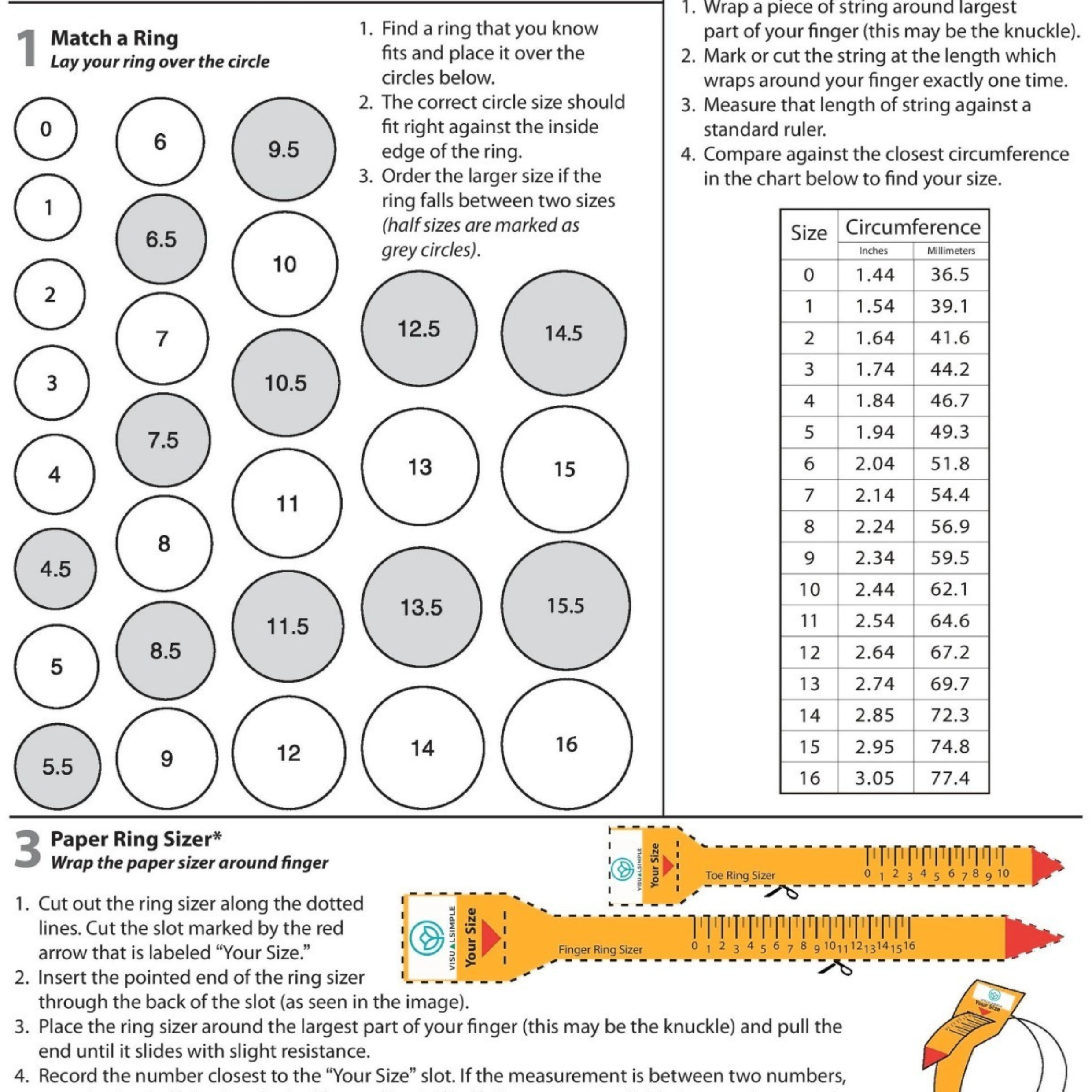 Pdf Ring Sizer Printable Ring Chart Sales