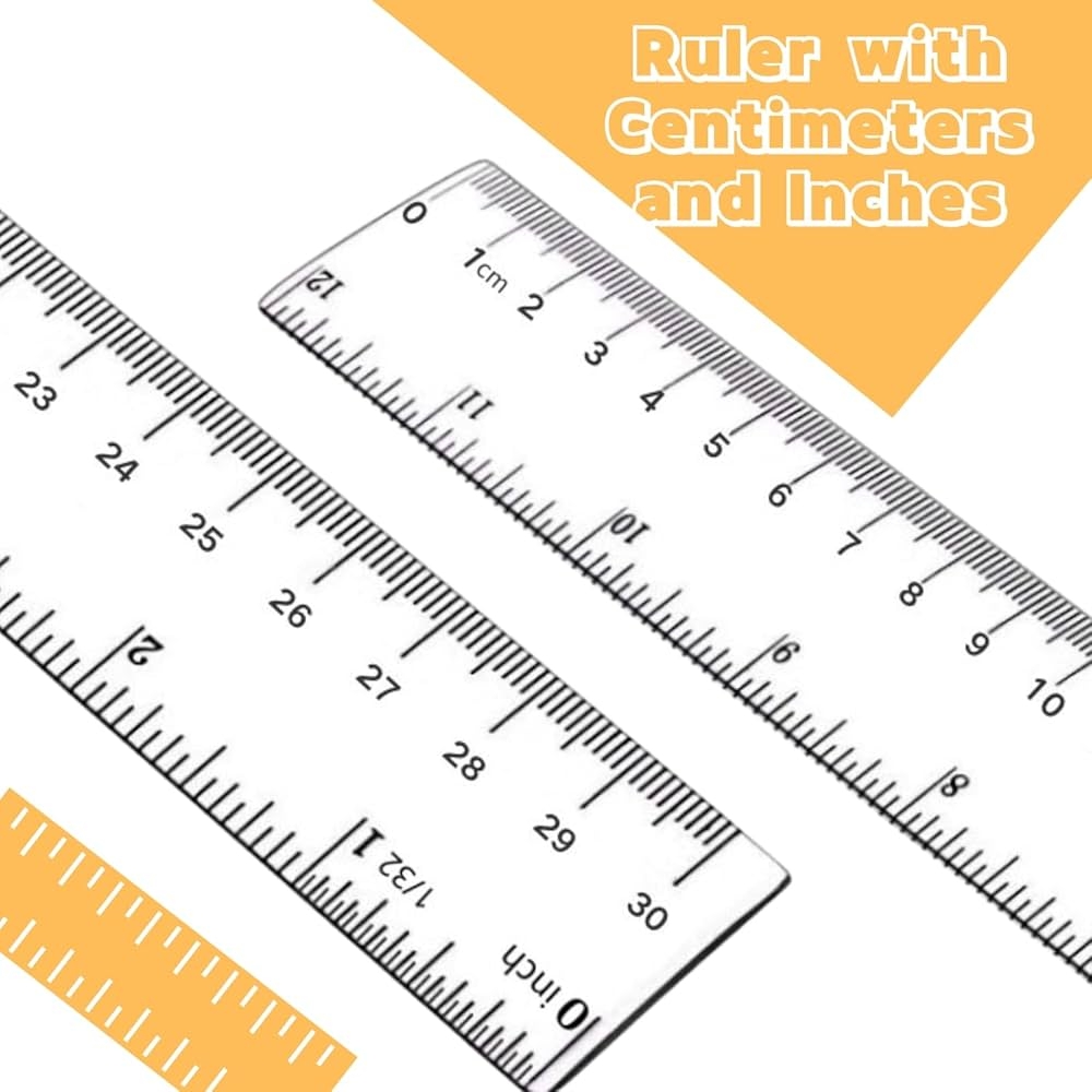 Plastic Ruler 12 Inch Clear Plastic Ruler Centimeter Millimeter And Inches Pack Of 2 Amazon