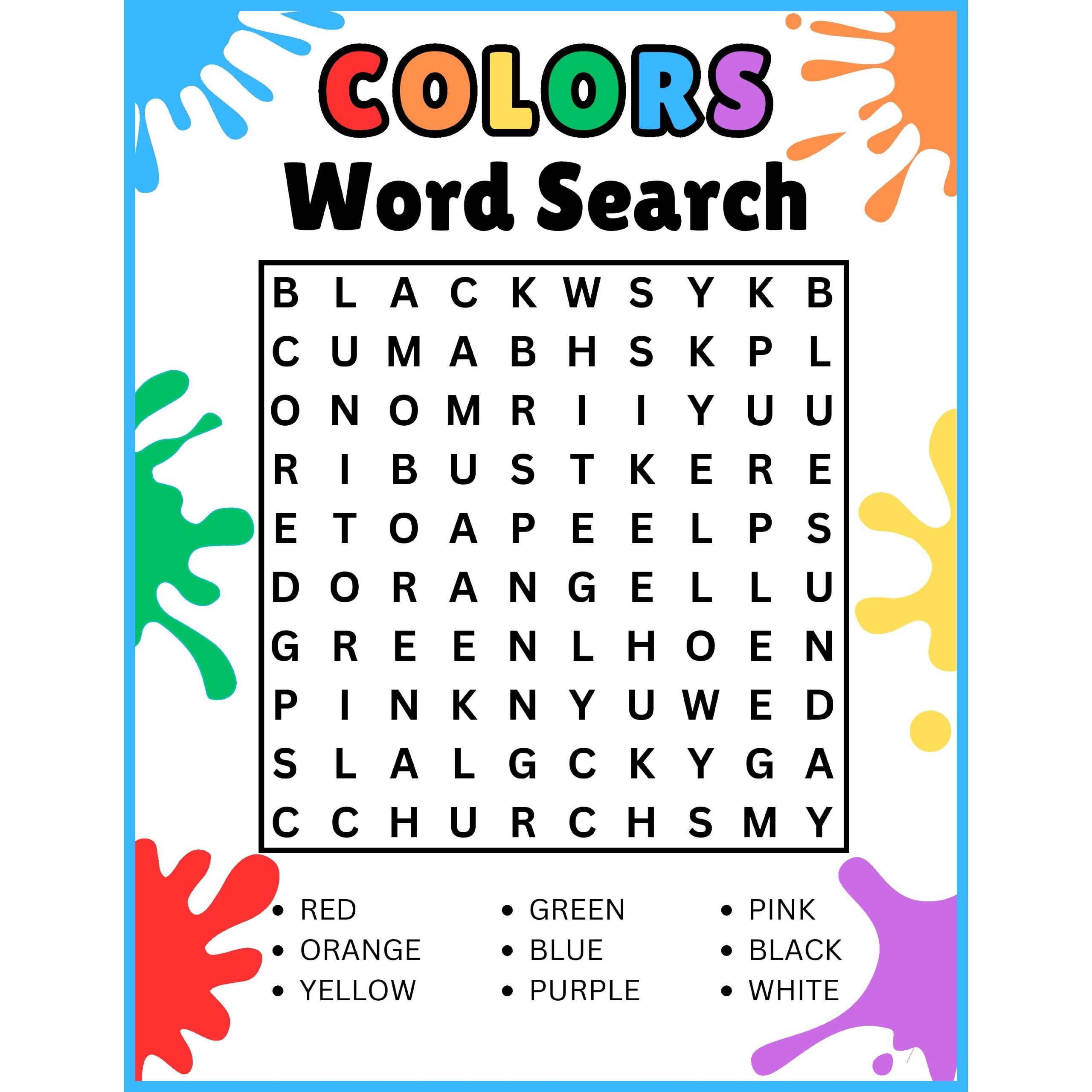 printable childrens word search