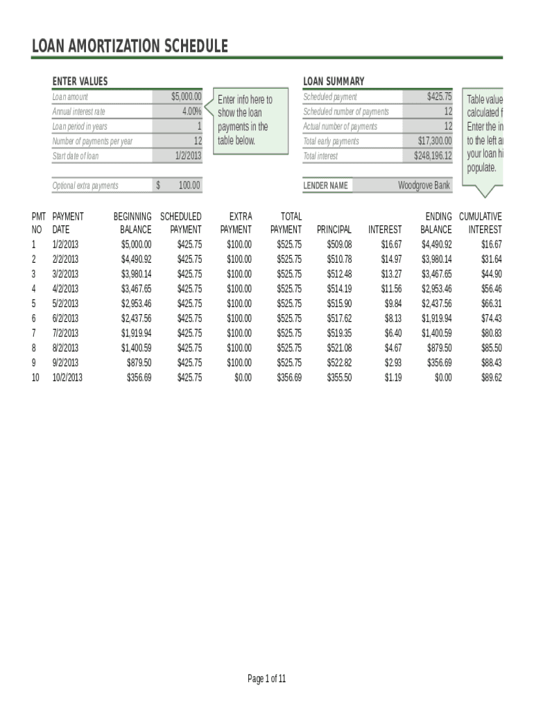 printable amortization schedule