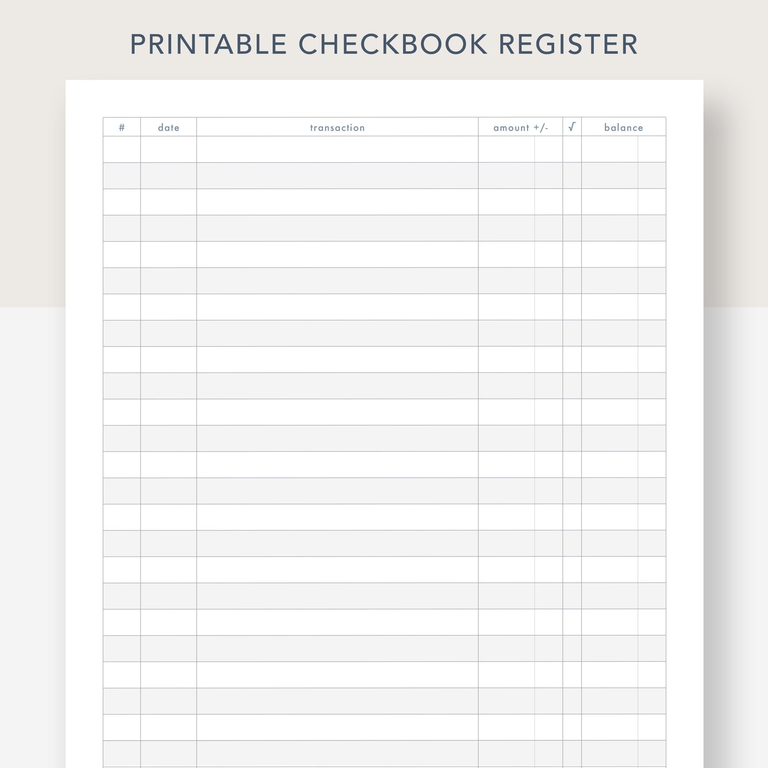 Transaction Register Printable