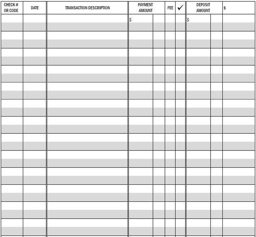 Printable Checkbook Register PDF File Prints On 8 1 2 X 11 Inch Paper Etsy Israel